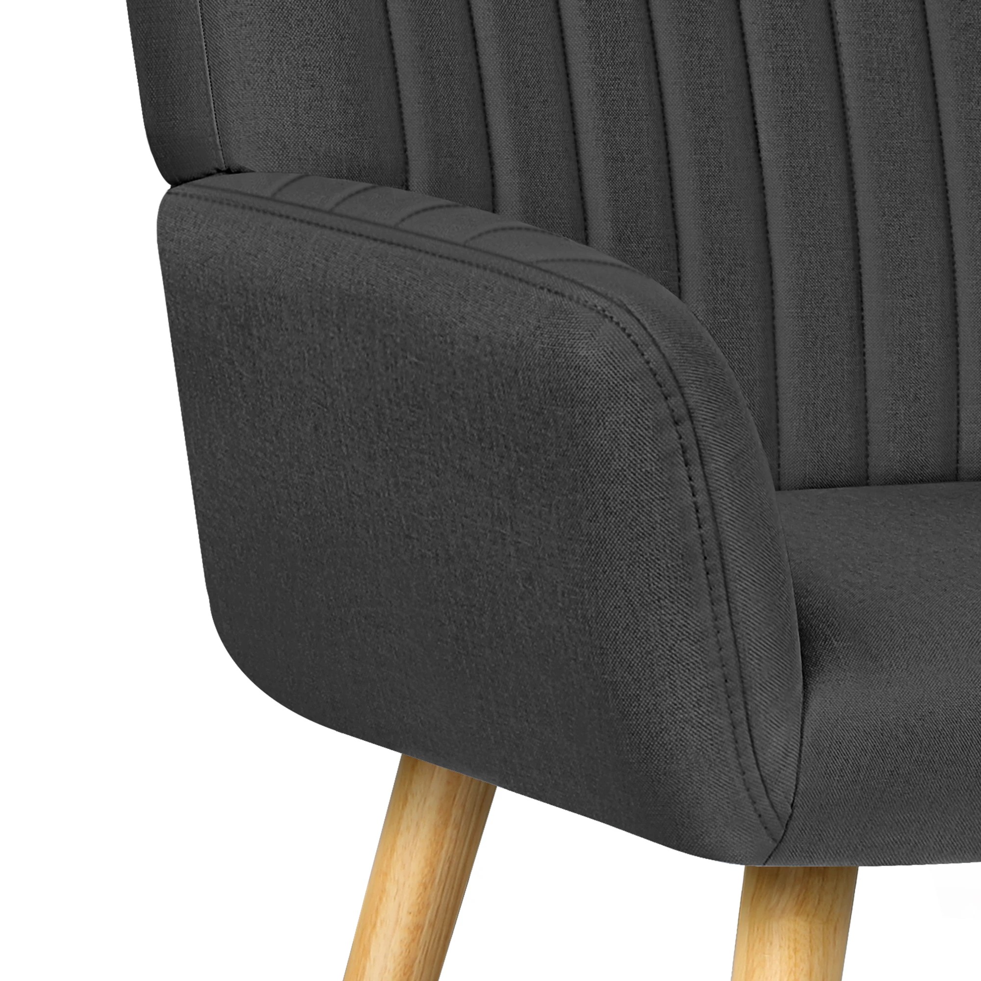 8 Alfordson Armchair Lounge Chair Upholstered Accent Chair Sofa Couch Fabric - Dark Grey, 8 of 9