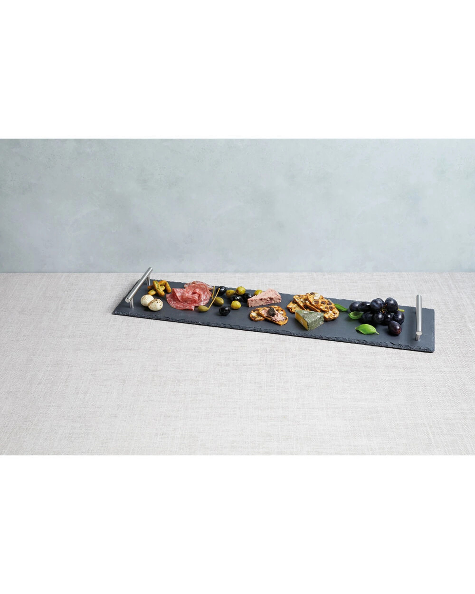 4 Artesa 2PK Rustic Slate Rectangular Serving Platter Brushed Brass Handles - Multi, 4 of 5