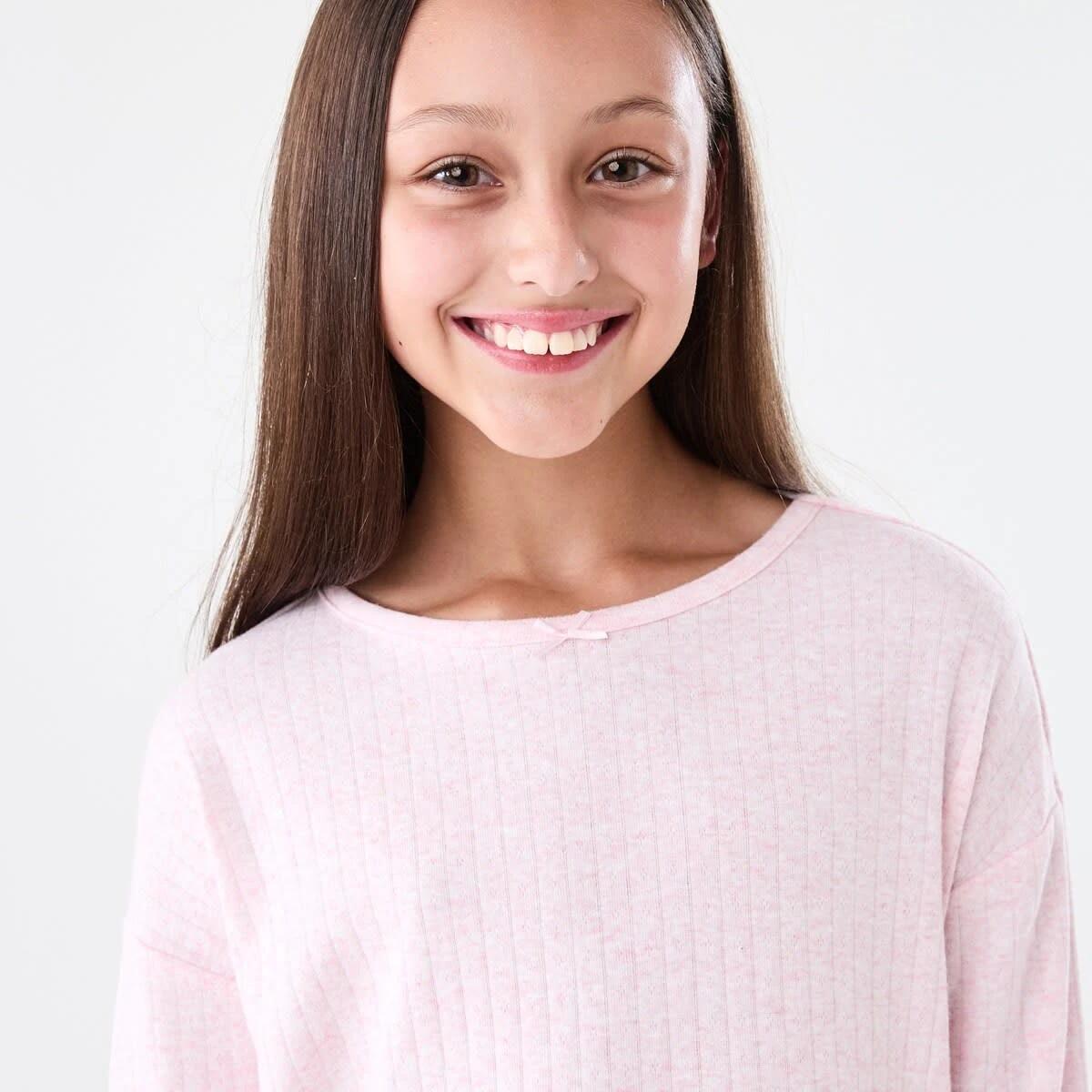 3 Long Sleeve Pointelle Pyjama Set Pink Marle, 3 of 7