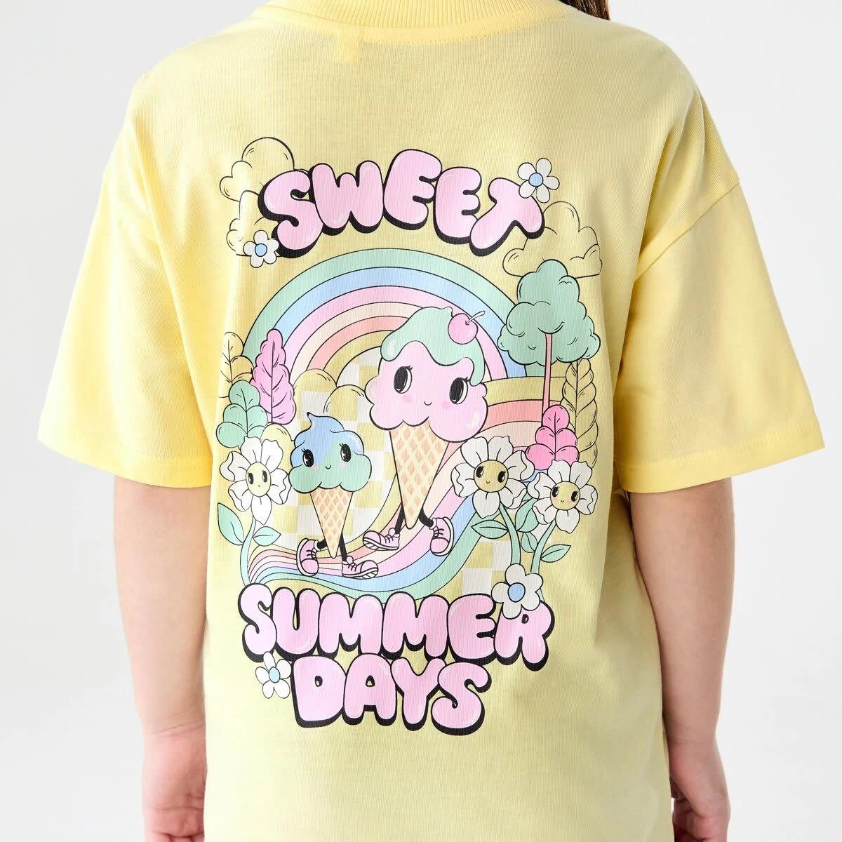 5 Short Sleeve Oversized Print T-shirt SWEET SUMMER DAYS BUTTER, 5 of 7