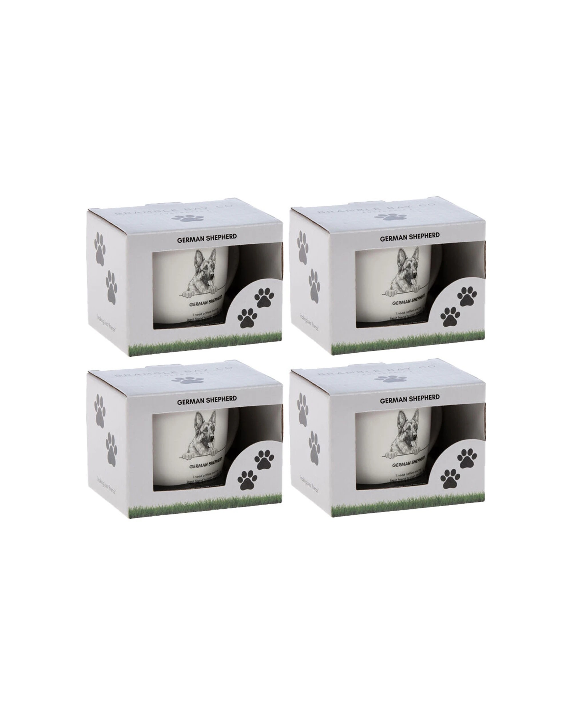 1 Bramble Bay 4PK German Shepherd Dog Print Novelty Coffee Mug Ceramic - White, 1 of 2