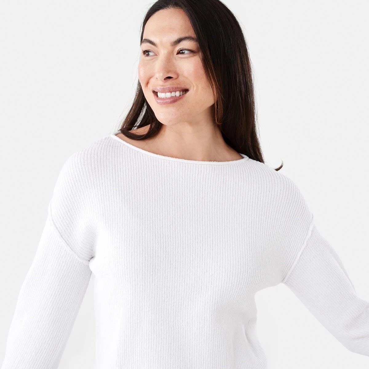 4 Textured Boat Neck Jumper WHITE, 4 of 6