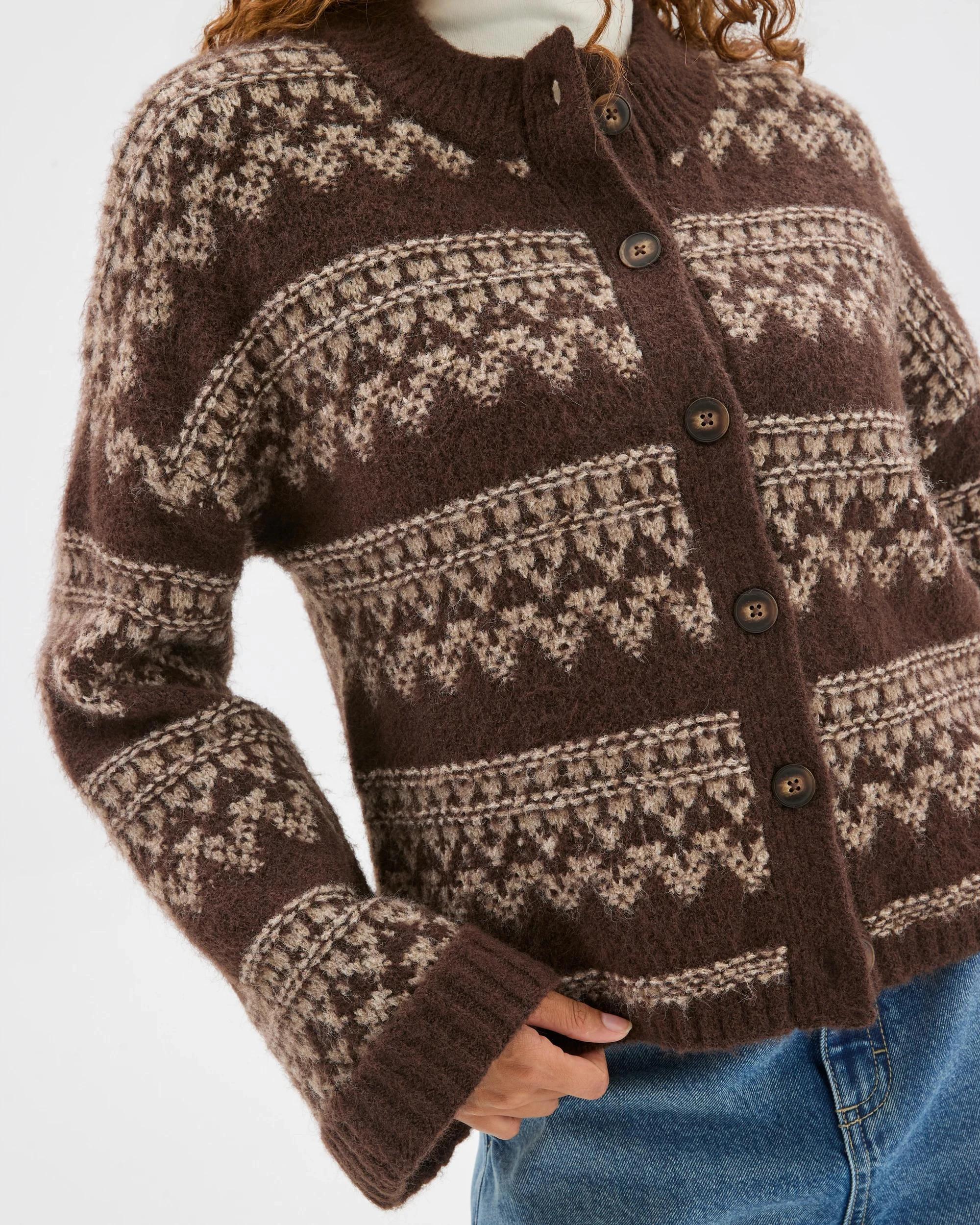 5 Target Woman Long Sleeve Fairisle Cardigan FALL LEAF, 5 of 6