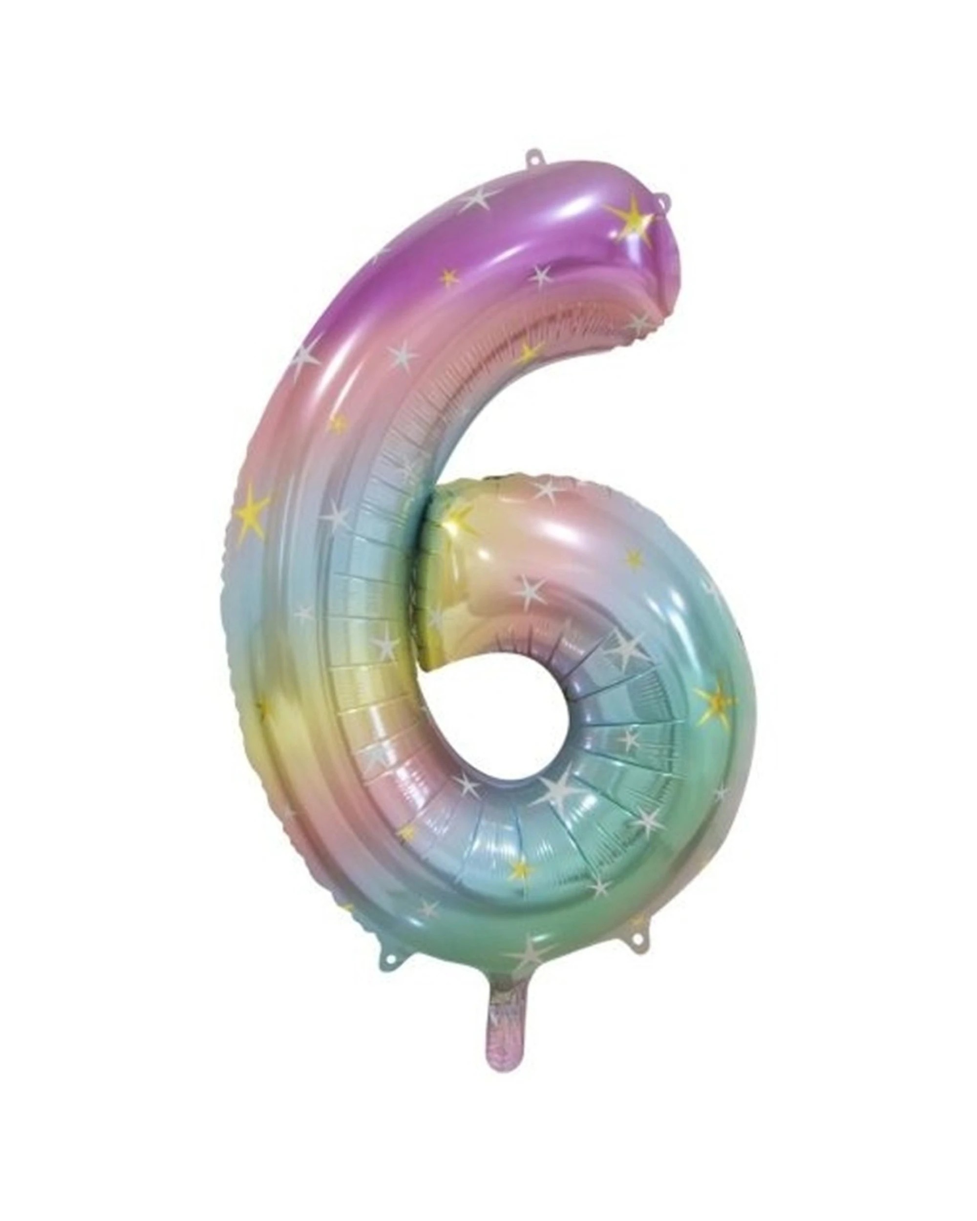 1 Alpen Decrotex Foil Balloon Number 6 Party Decoration 34 Inches Pastel Rainbow - Multi, 1 of 1