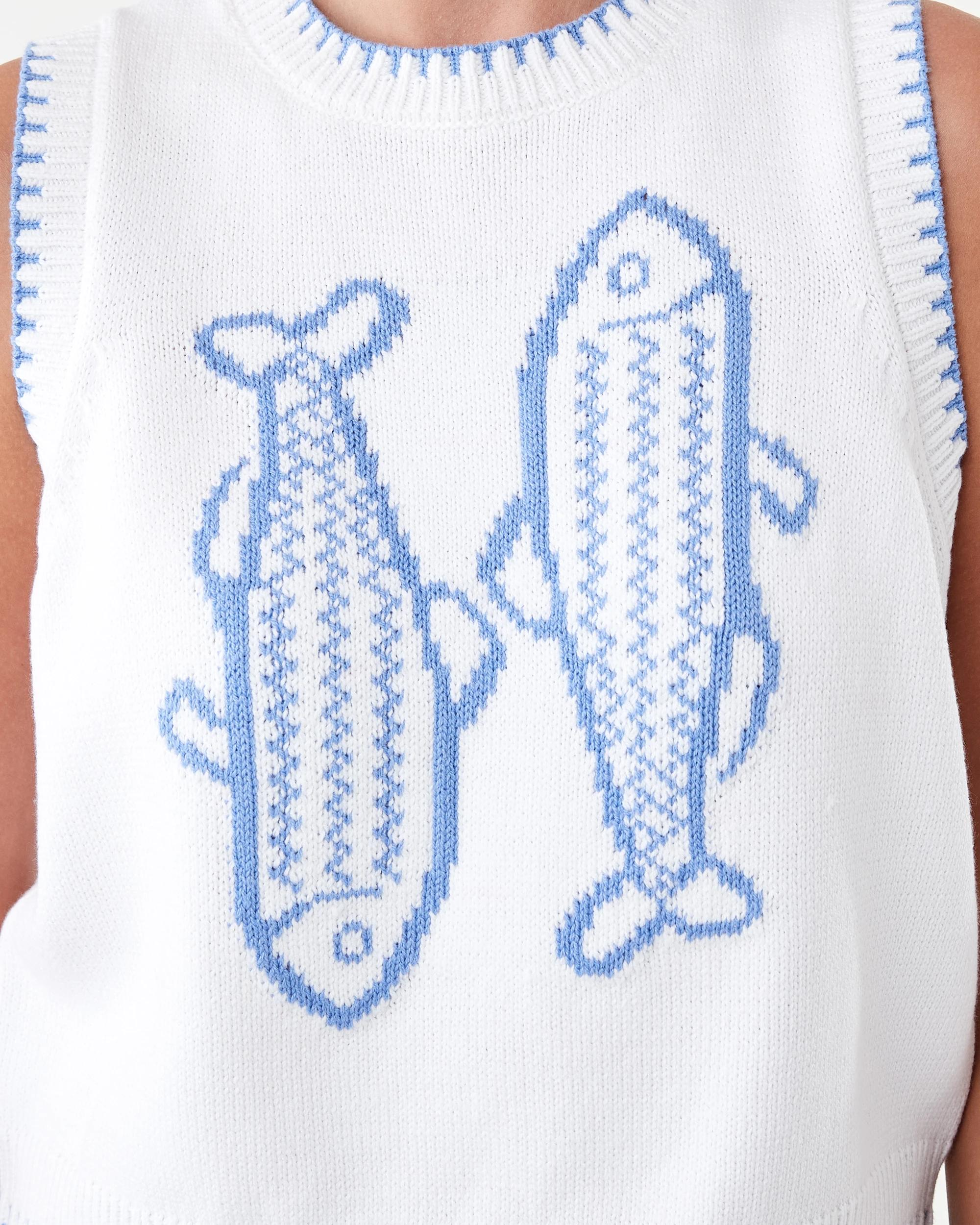 6 Jacquard Vest Blu Fish, 6 of 7