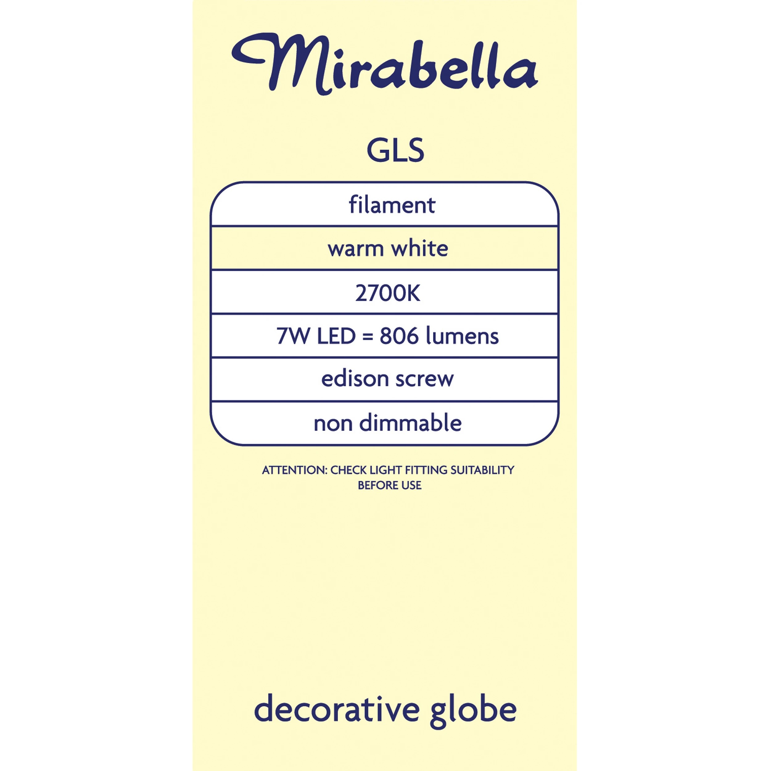 4 Mirabella E27 7W LED GLS Filament Bulb, 4 of 6
