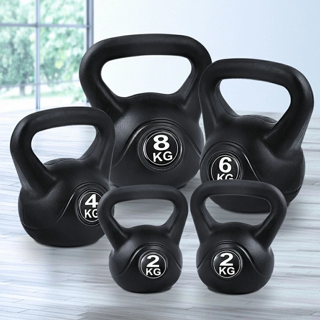 7 Everfit 22kg Kettlebell Set Weight Lifting Kettlebells Bench Dumbbells Gym - Black, 7 of 7