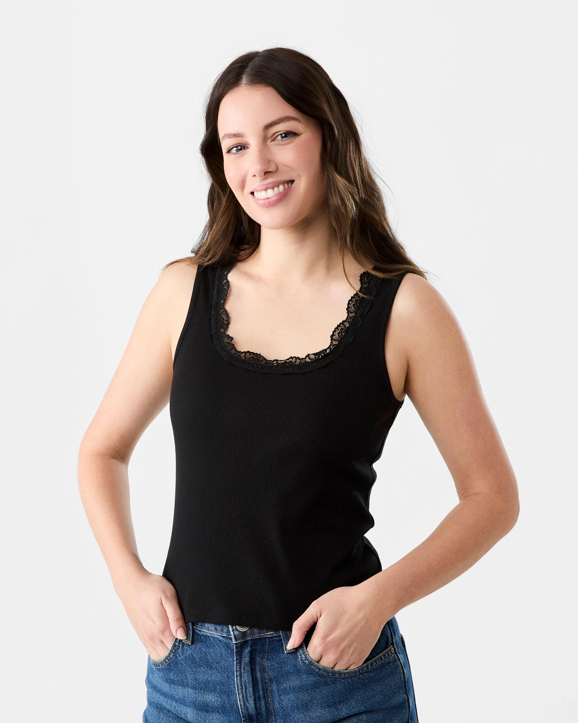 2 Sleeveless Rib Tank Black, 2 of 5