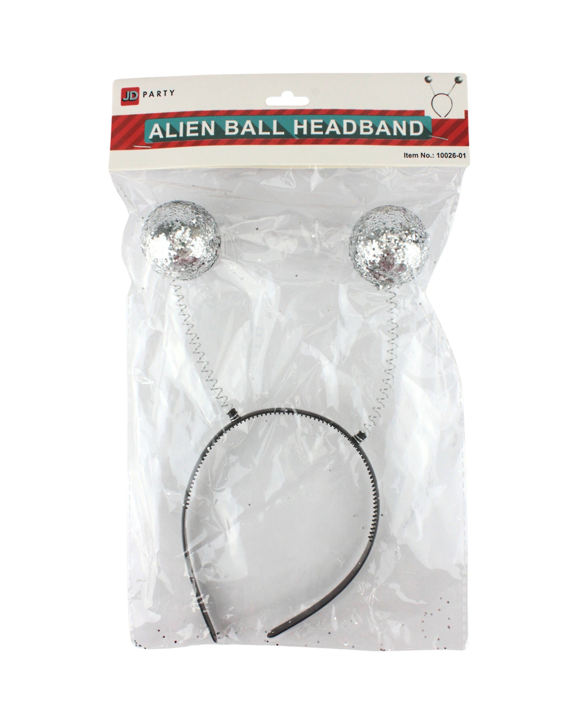 2 JD Party Glitter Alien Antenna Headband - Silver, 2 of 3