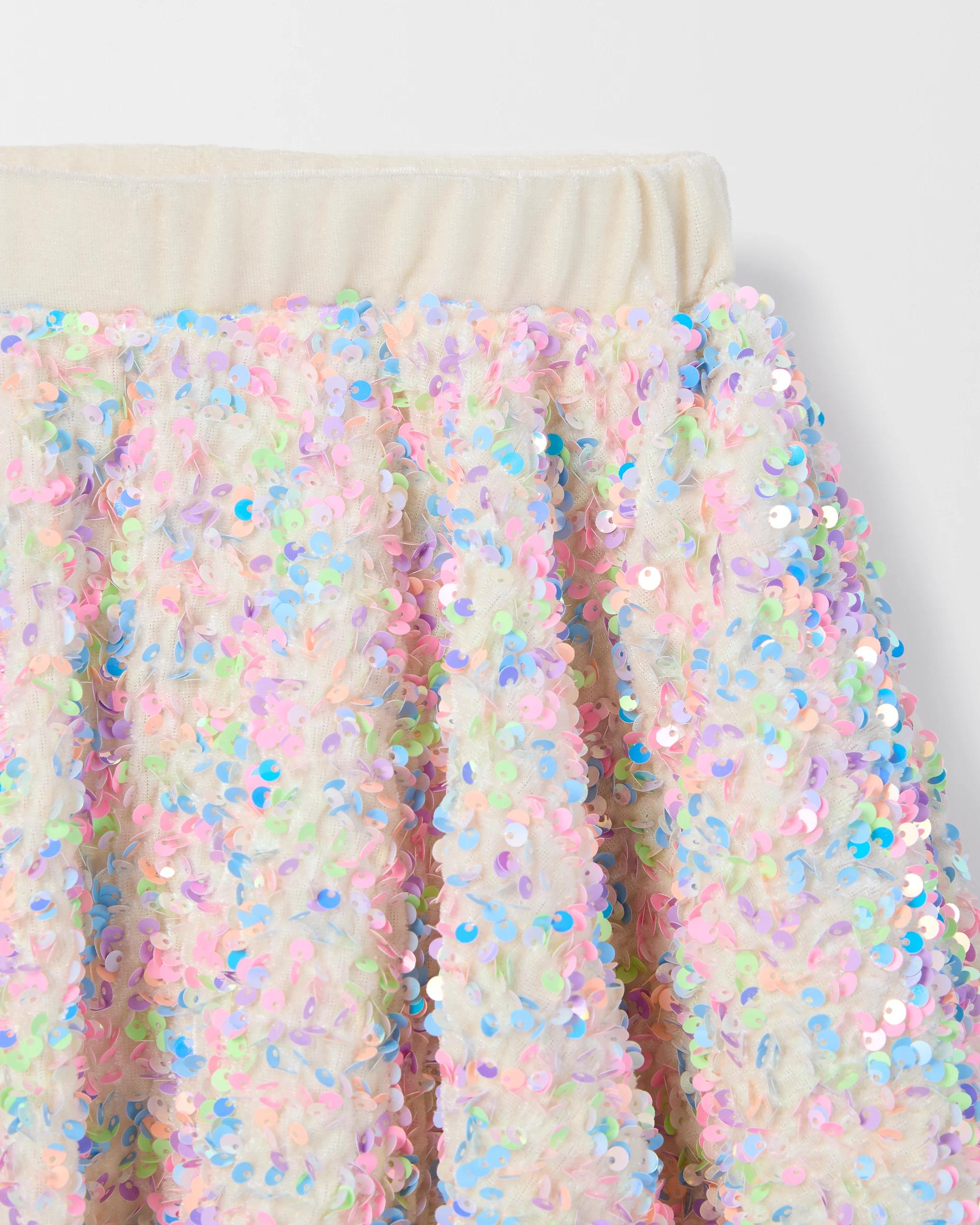 2 Target Kids Sequin Tulle Occasion Skirt CREAM RAINBOW, 2 of 2