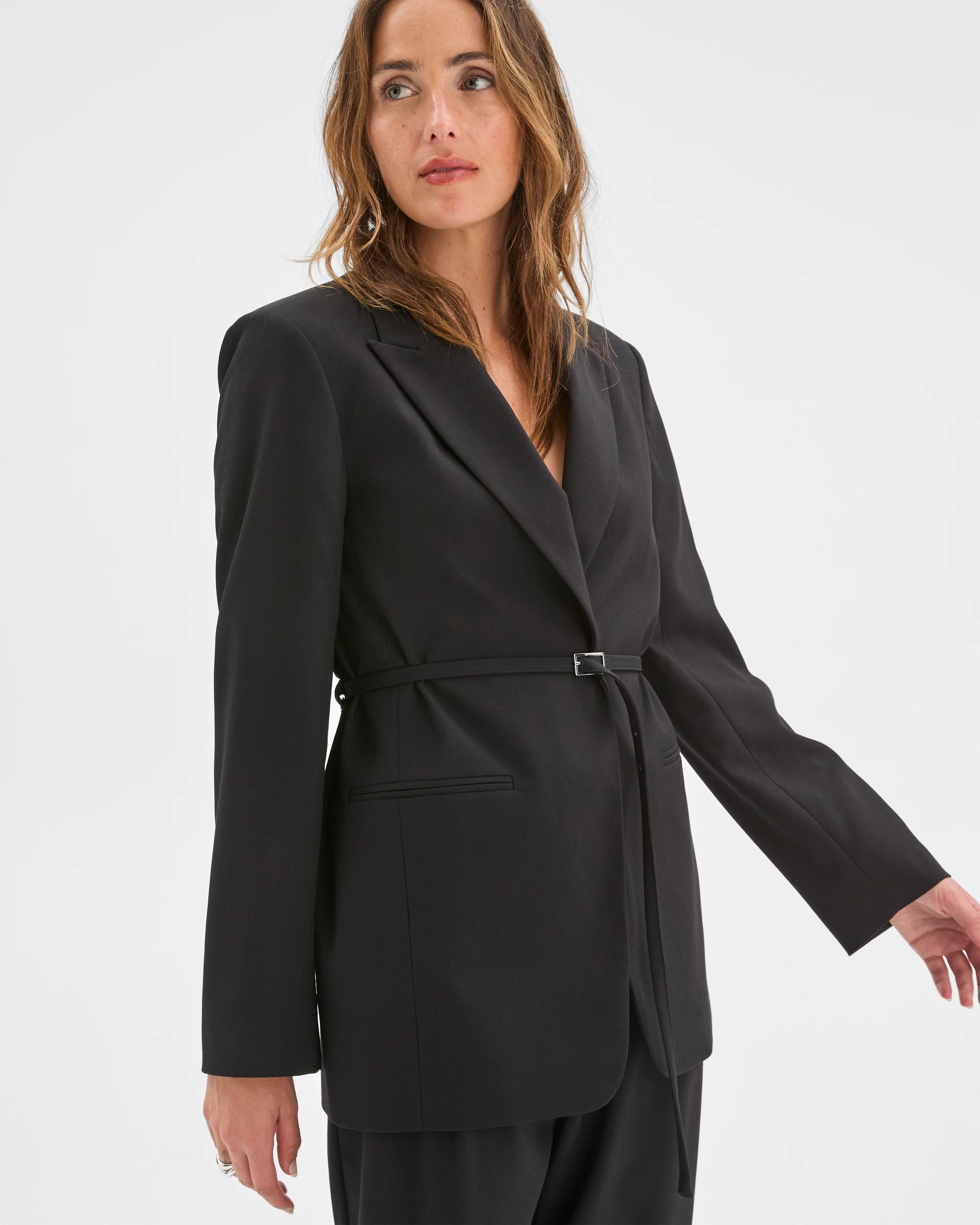 4 Preview Belted Detail Blazer BLACK, 4 of 8