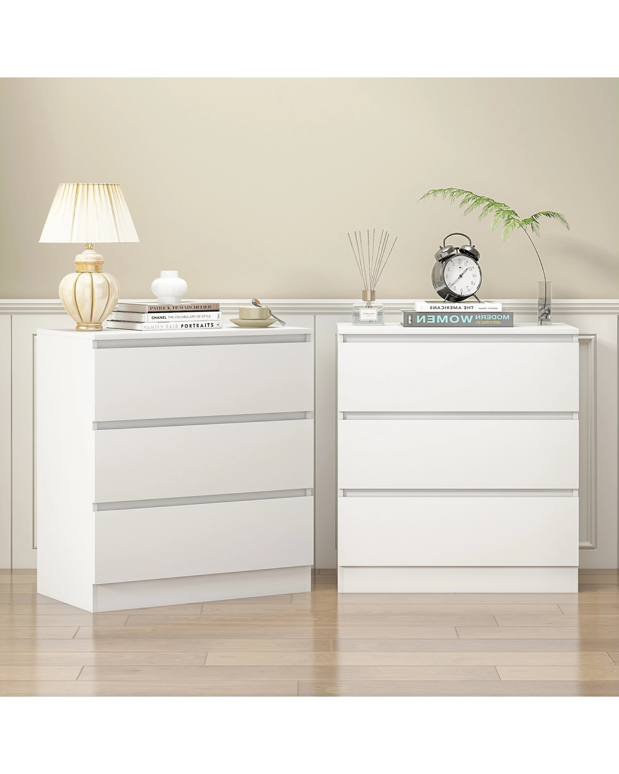 1 Advwin Bedside Table Set Of 2 Nightstand Large Storage Cabinet 3 Drawers, 1 of 6