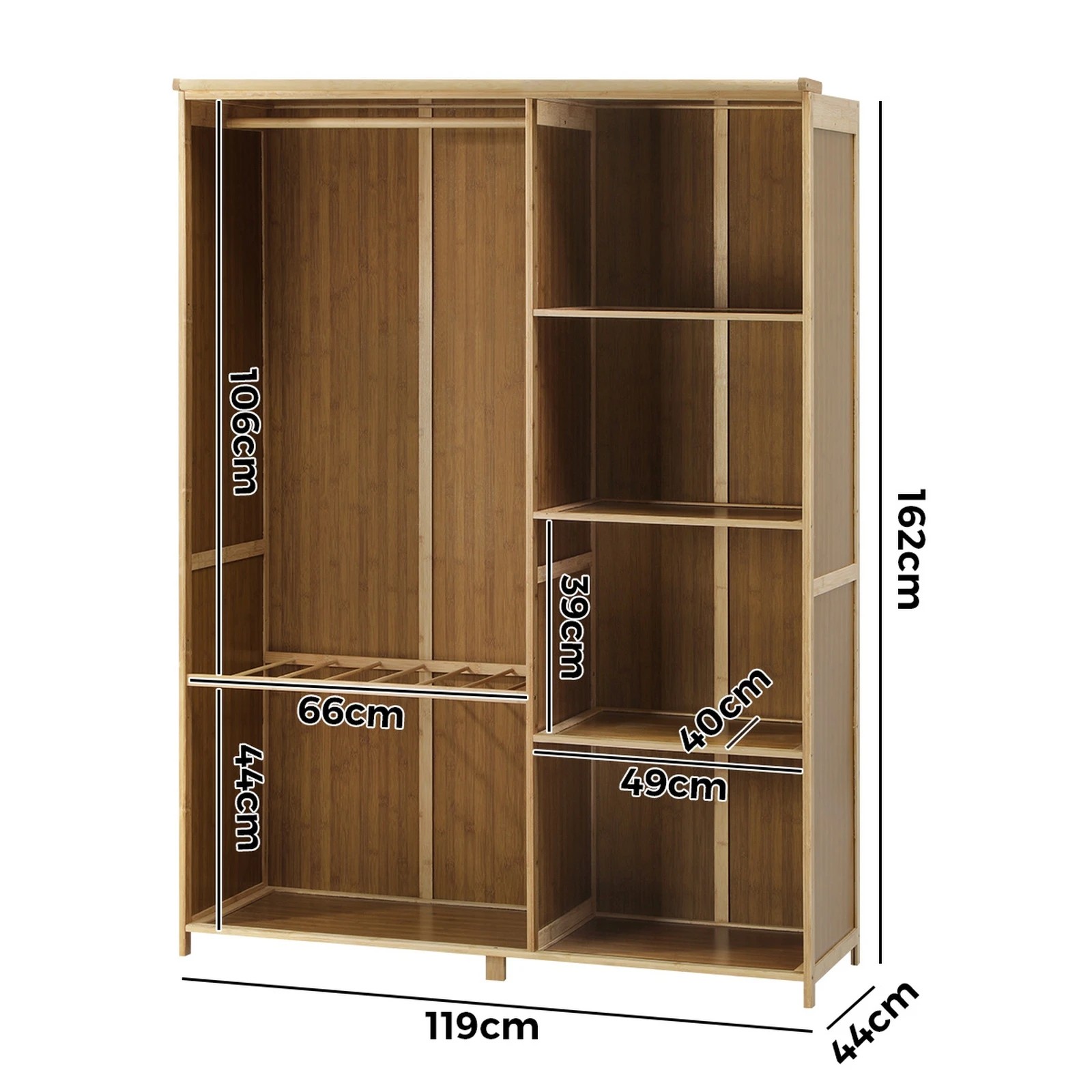 10 Oikiture Open Wardrobe Shelf Unit Clothes Storage 5 Shelves Hanging Rail
 - natural, 10 of 10