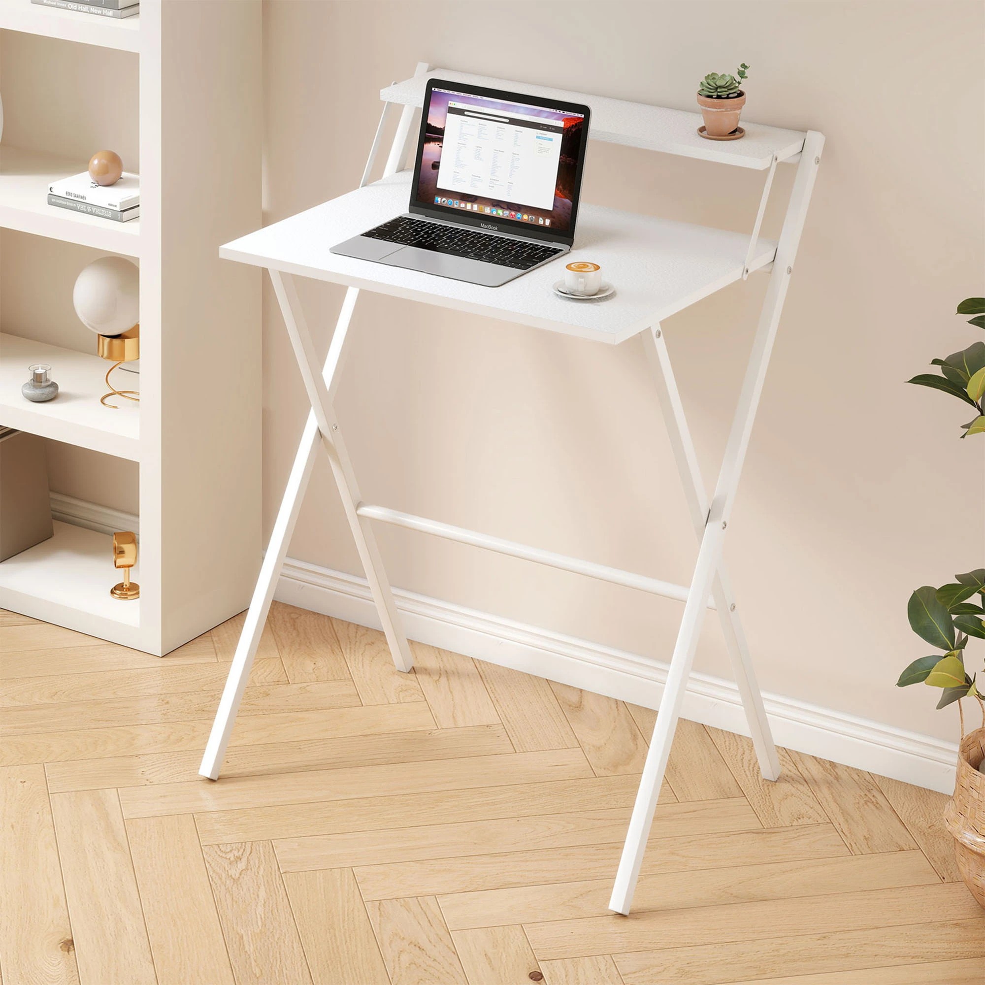 7 Levede Foldable Computer Desk - White, 7 of 9