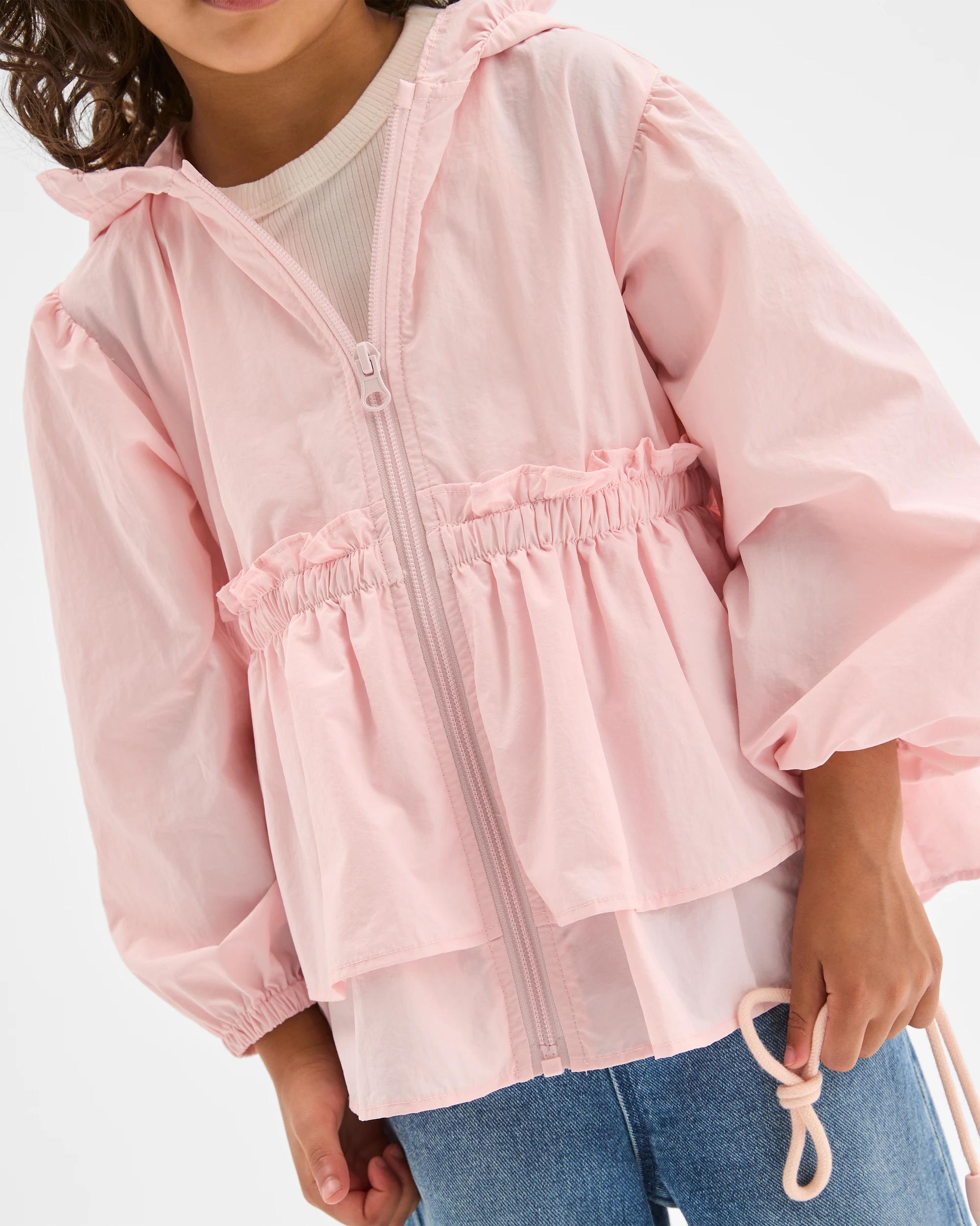 4 Target Kids Water Repellent Long Sleeve Frill Jacket PINK SOLID, 4 of 7