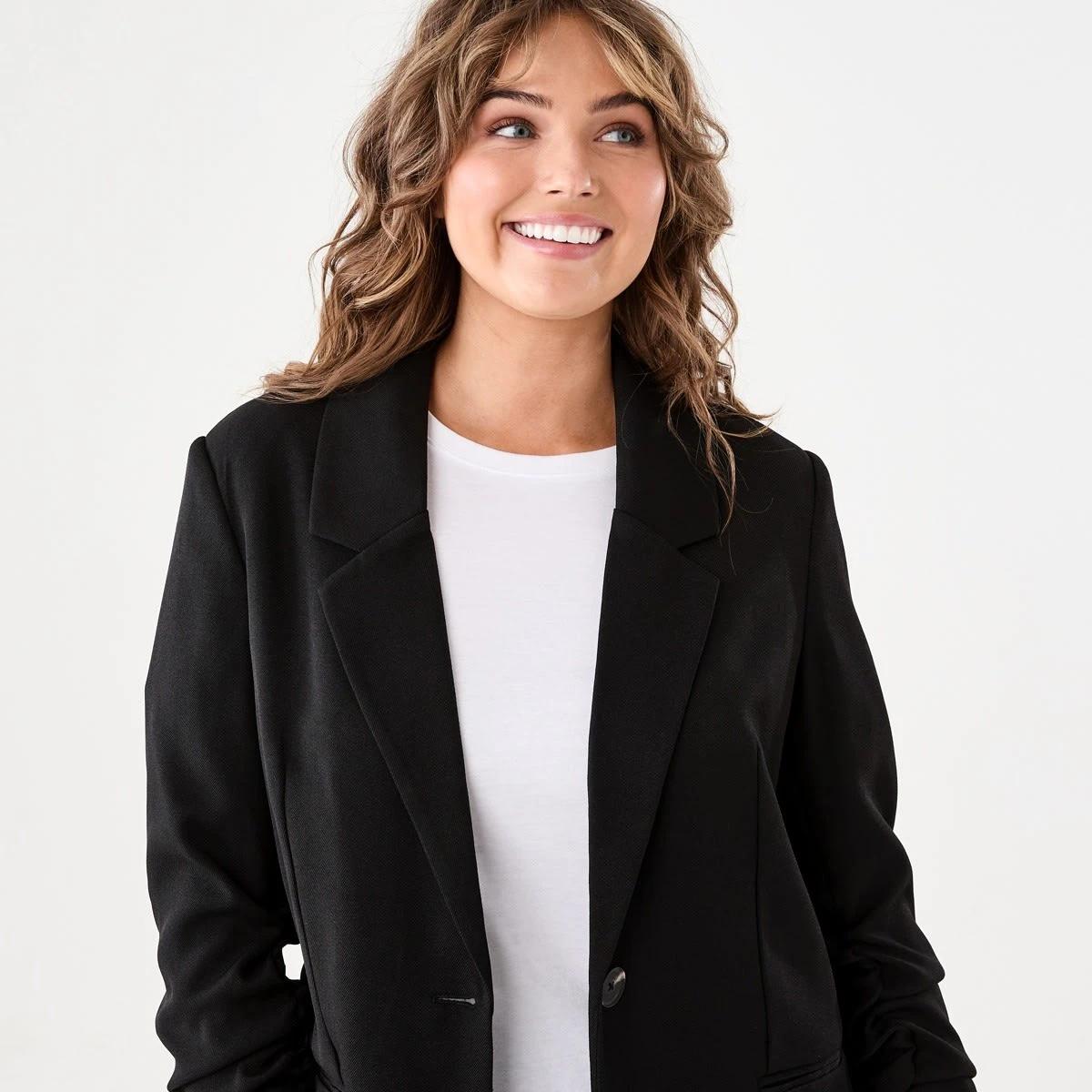 5 Ruched Sleeve Blazer BLACK, 5 of 7