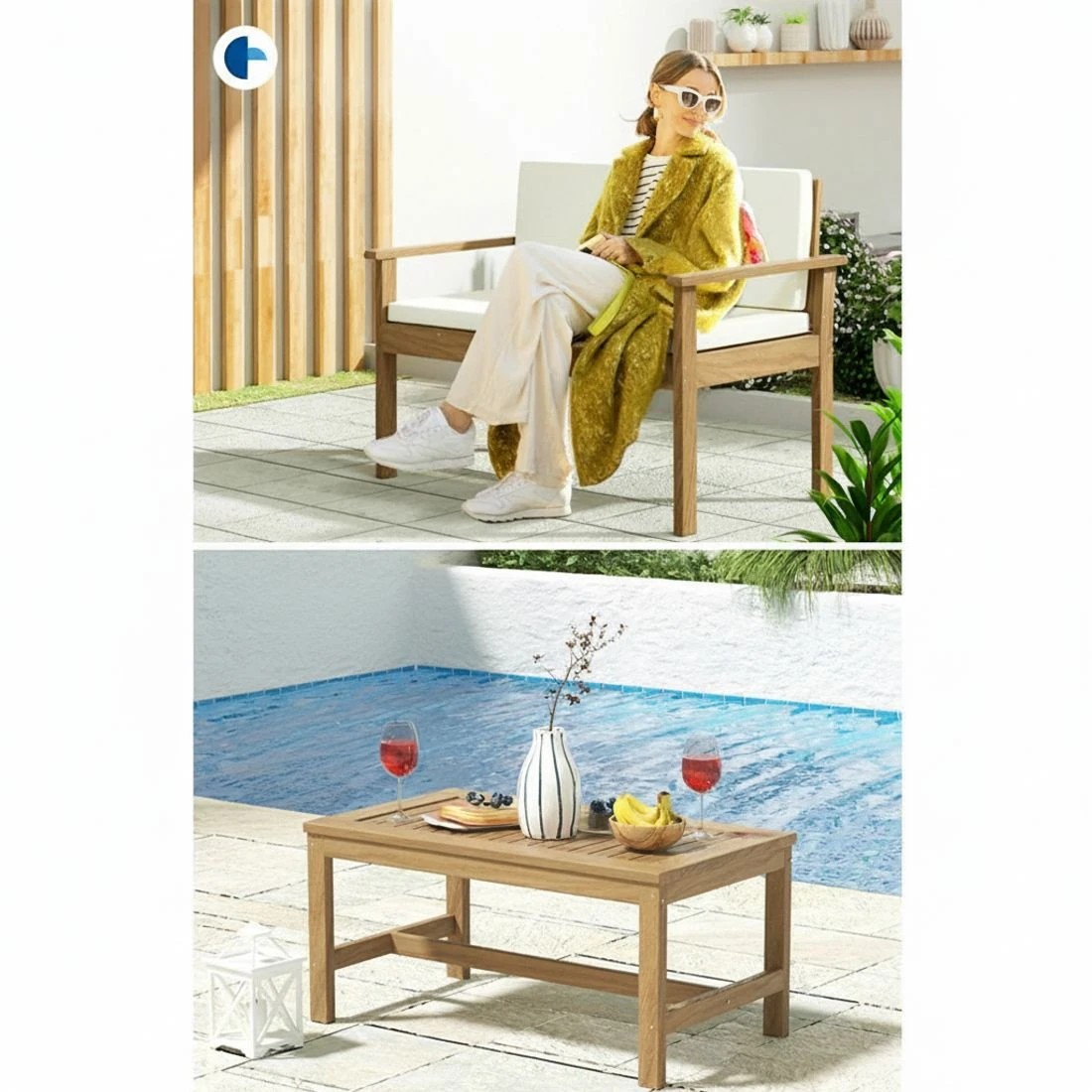 5 Gardeon 4-Piece Outdoor Sofa Set Wooden Couch Lounge Setting - Brown, 5 of 6