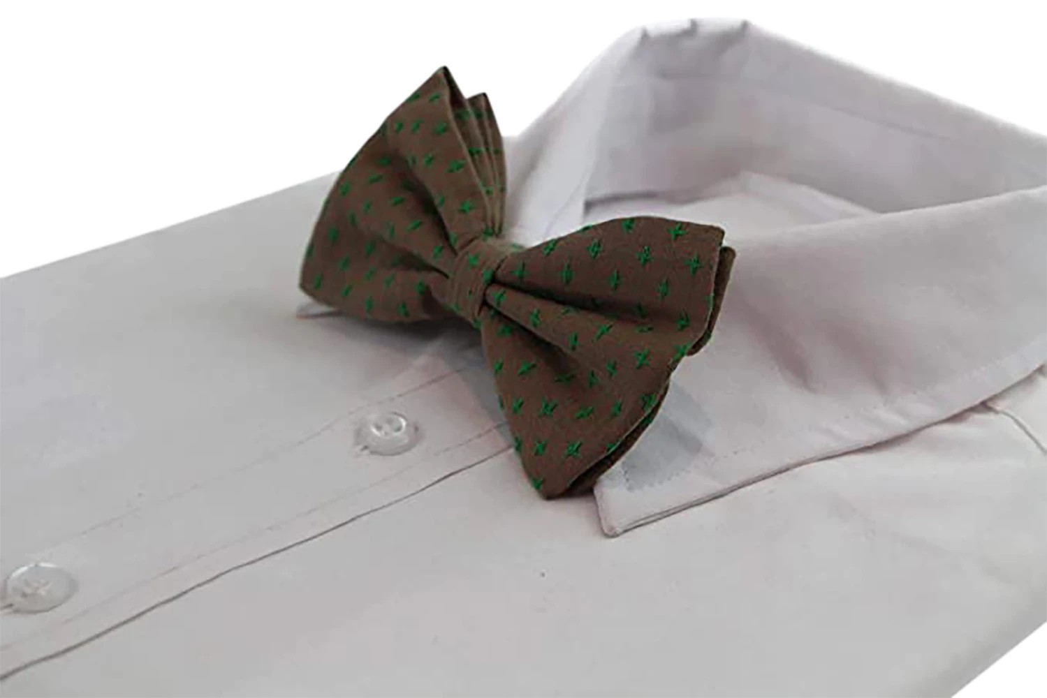 4 Zasel Mens Brown With Green Star Patterned Cotton Bow Tie - Multi, 4 of 4