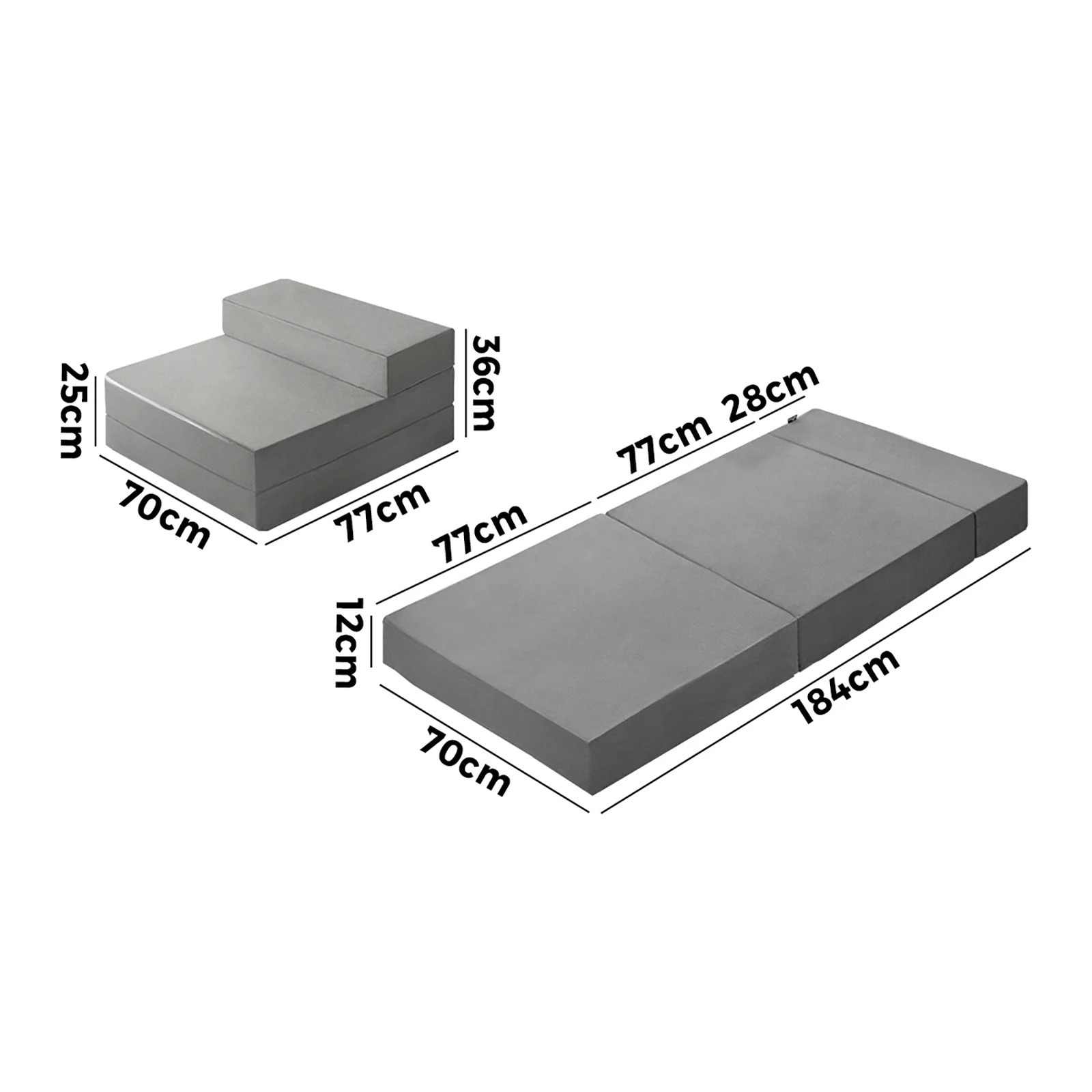 5 Bedra Folding Foam Mattress Single Foldable Sofa Bed Portable Camping Floor Mat
 - Grey, 5 of 10