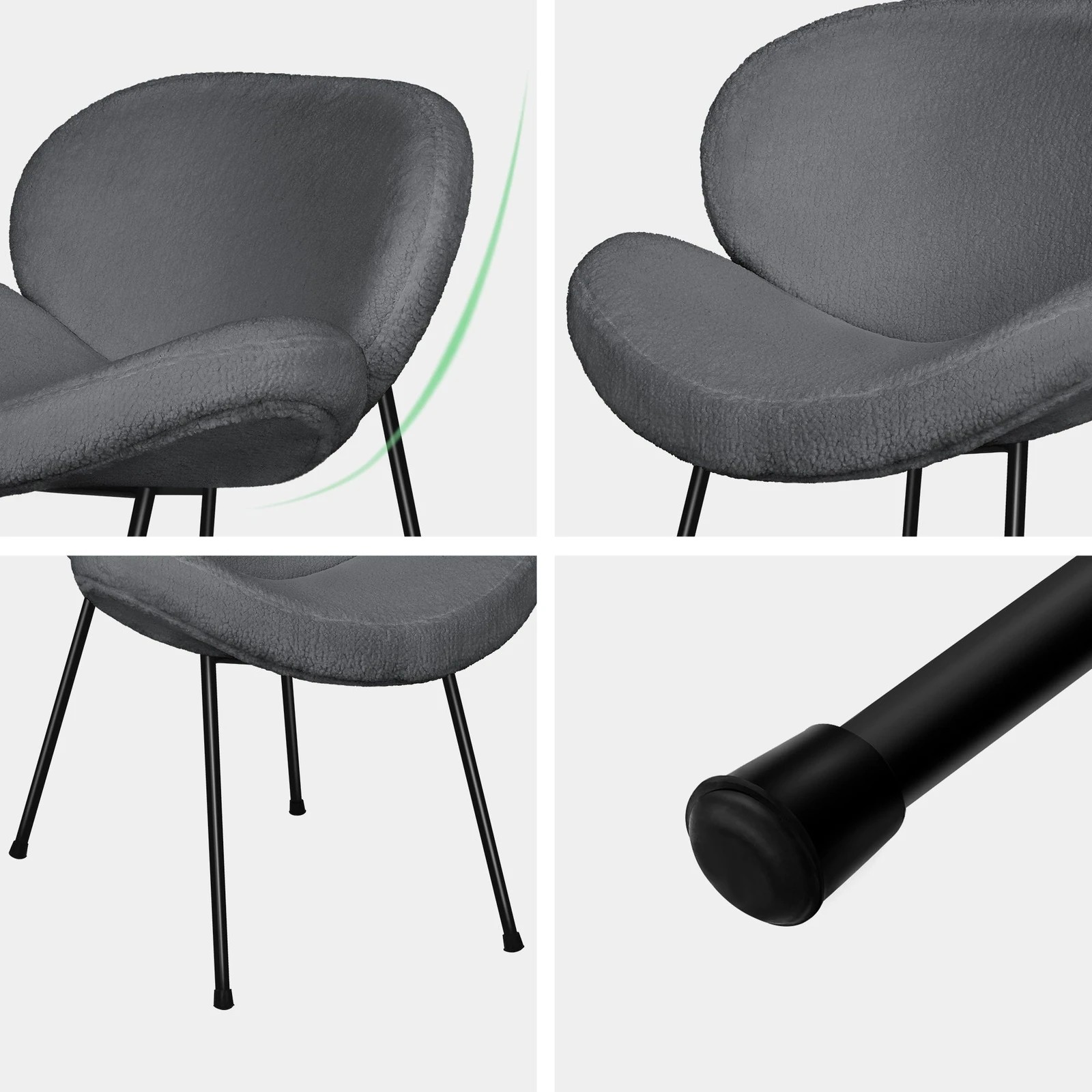 5 Alfordson Dining Chair Armchair Accent Kitchen Padded Living Room Sherpa - Grey, 5 of 9