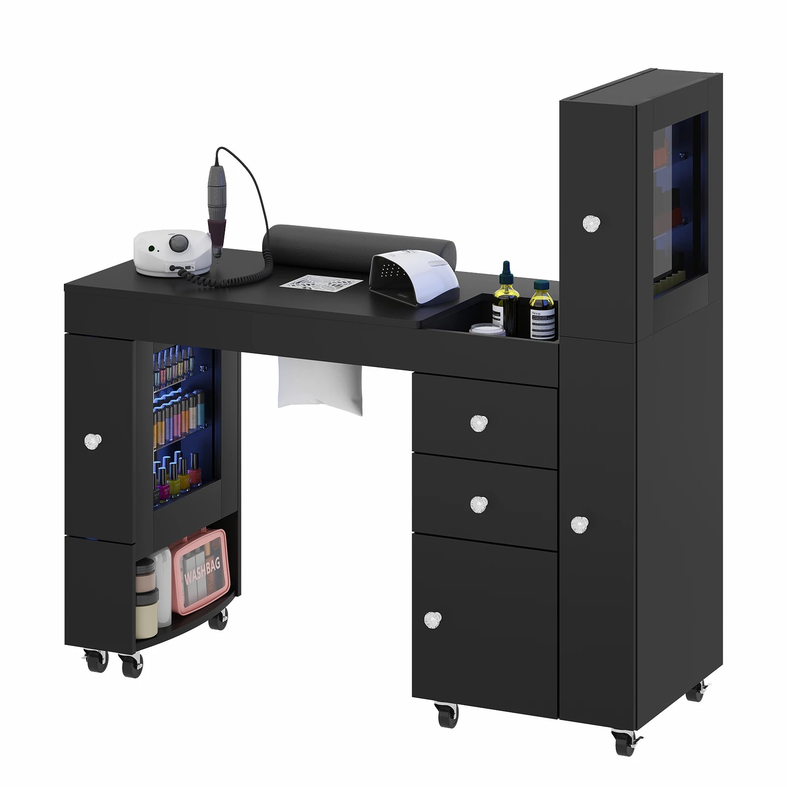 1 Advwin Manicure Table With Led Light Display Cabinet Dust Collector, 1 of 4