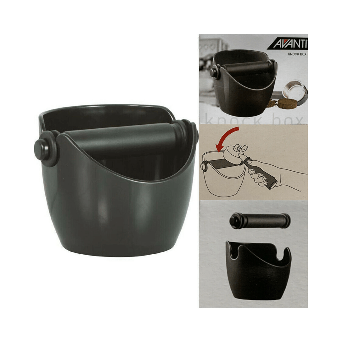 2 Avanti Coffee Espresso Grinds Waste Tamp Knock Box Bin Bucket Container - Black, 2 of 4