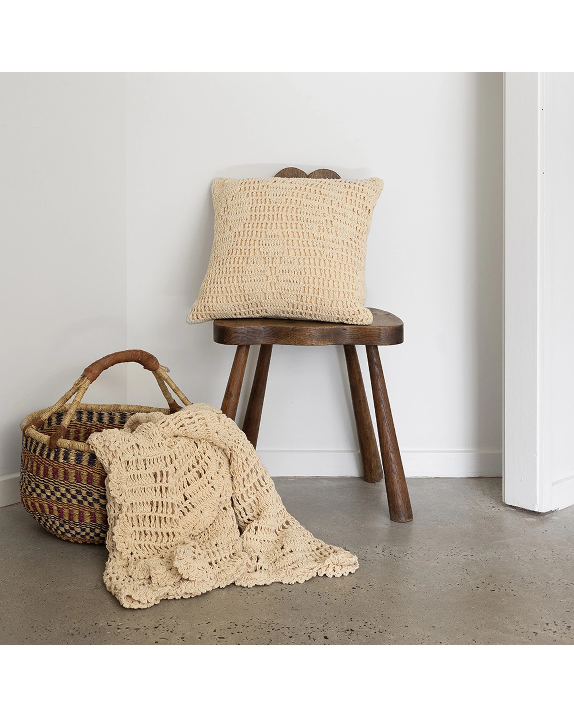 5 BAMBURY Callista Throw Hand Crochet Cotton Floral Pattern Machine - Yellow, 5 of 5