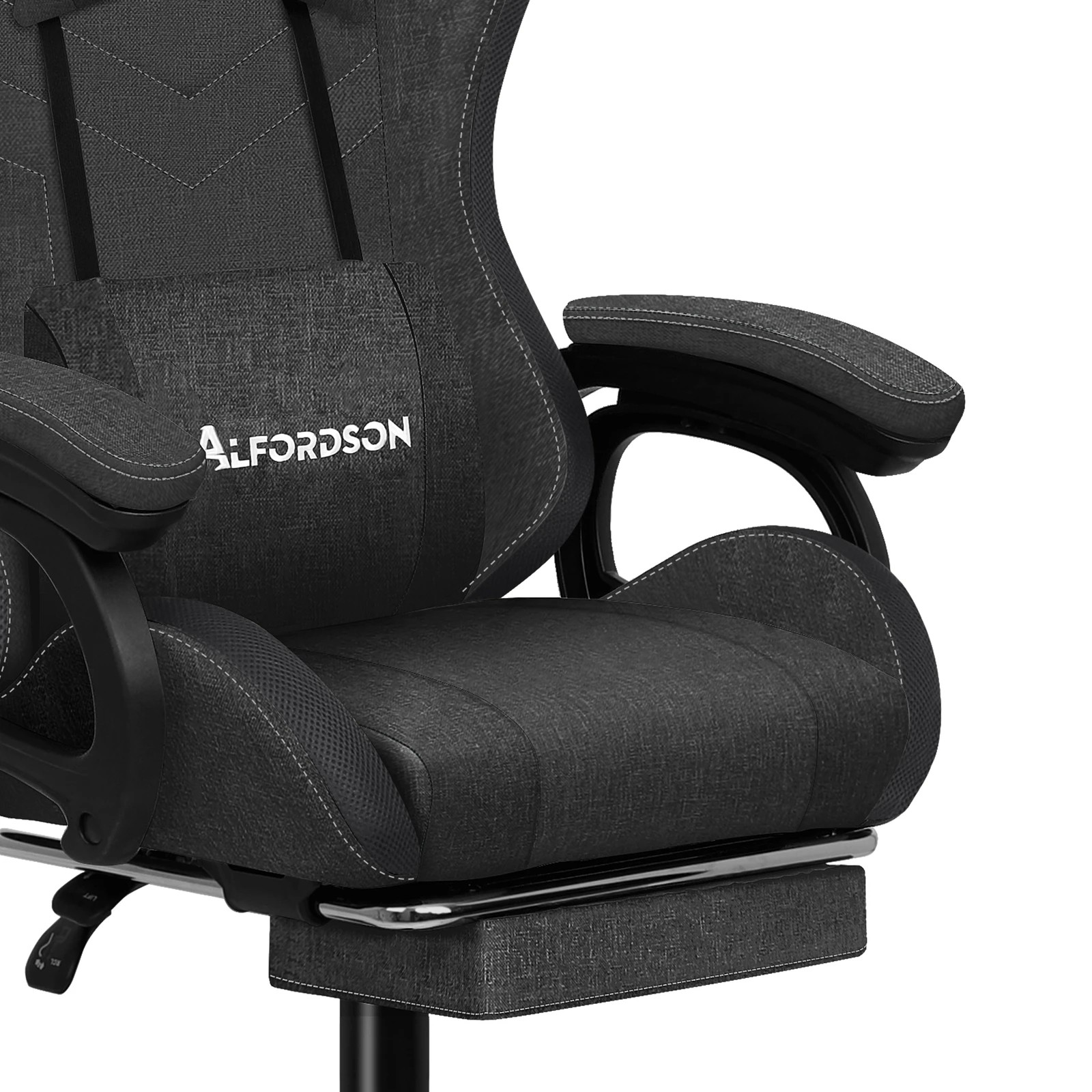 4 Alfordson Gaming Chair Office 12 RGB LED Massage Computer Seat Fabric - Grey, 4 of 10