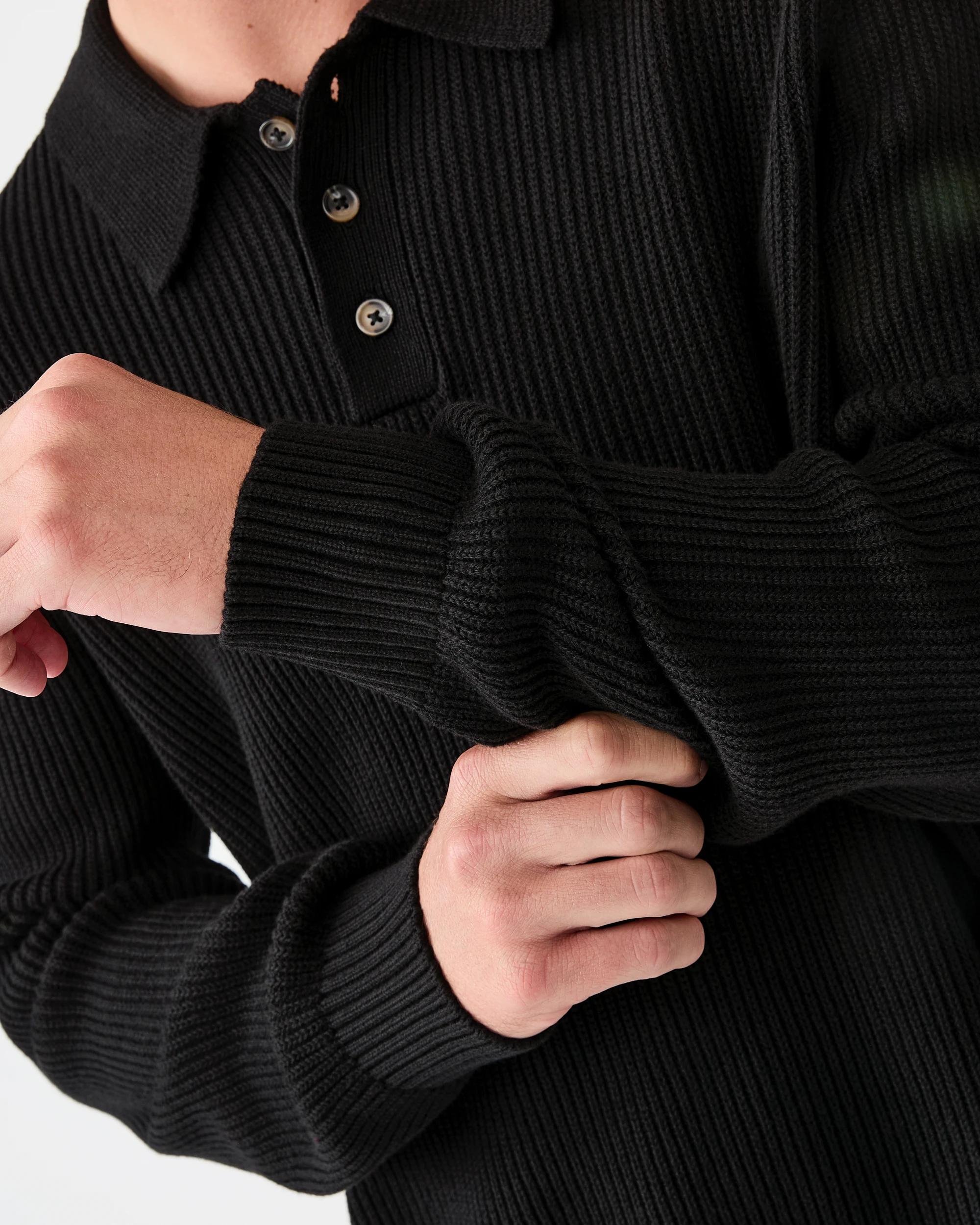 6 Knit Polo Shirt Black, 6 of 7