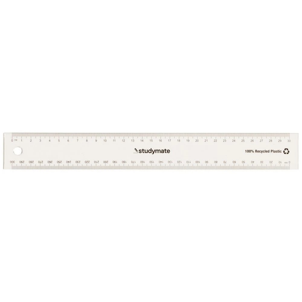 1 Studymate Plastic Ruler 30cm Clear, 1 of 3