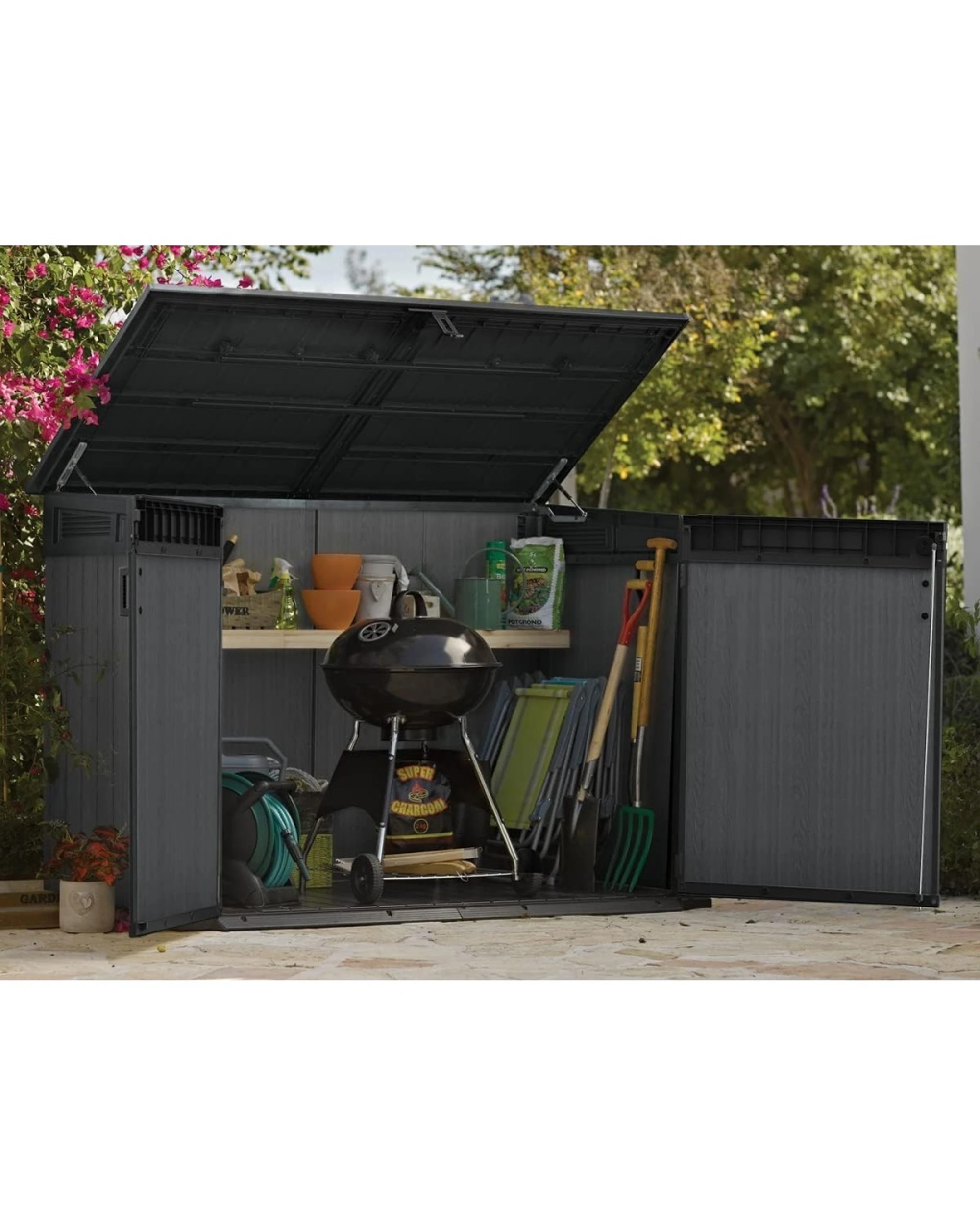 Keter Cortina Mega Shed Outdoor Backyard Storage Workshop 2020L - Grey ...