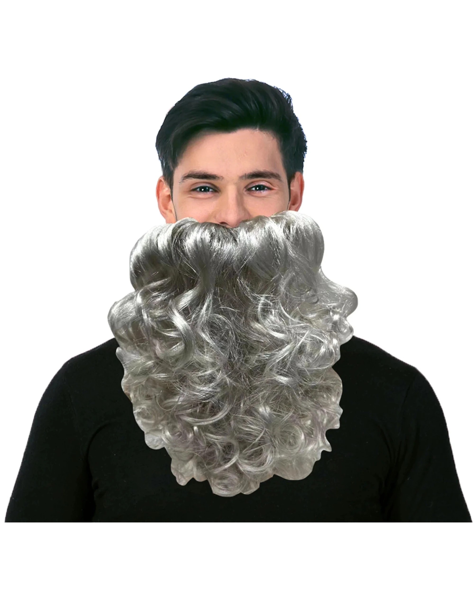 1 JD Party Curly Party Beard - One Size - Grey, 1 of 2