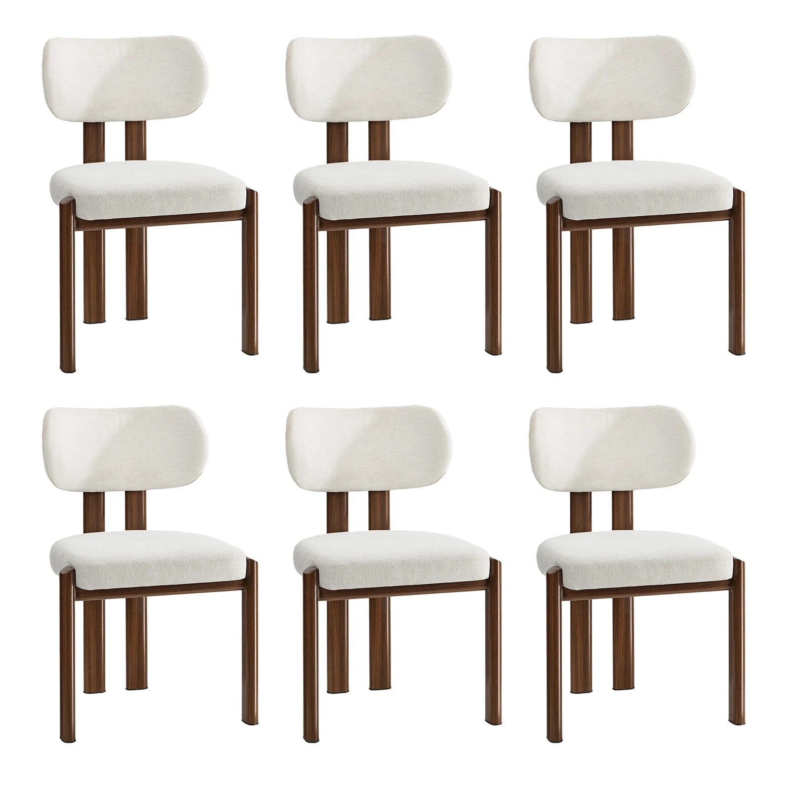 1 Oikiture Set of 6 Dining Chairs Linen Fabric Kitchen Padded Seat - Multi, 1 of 9