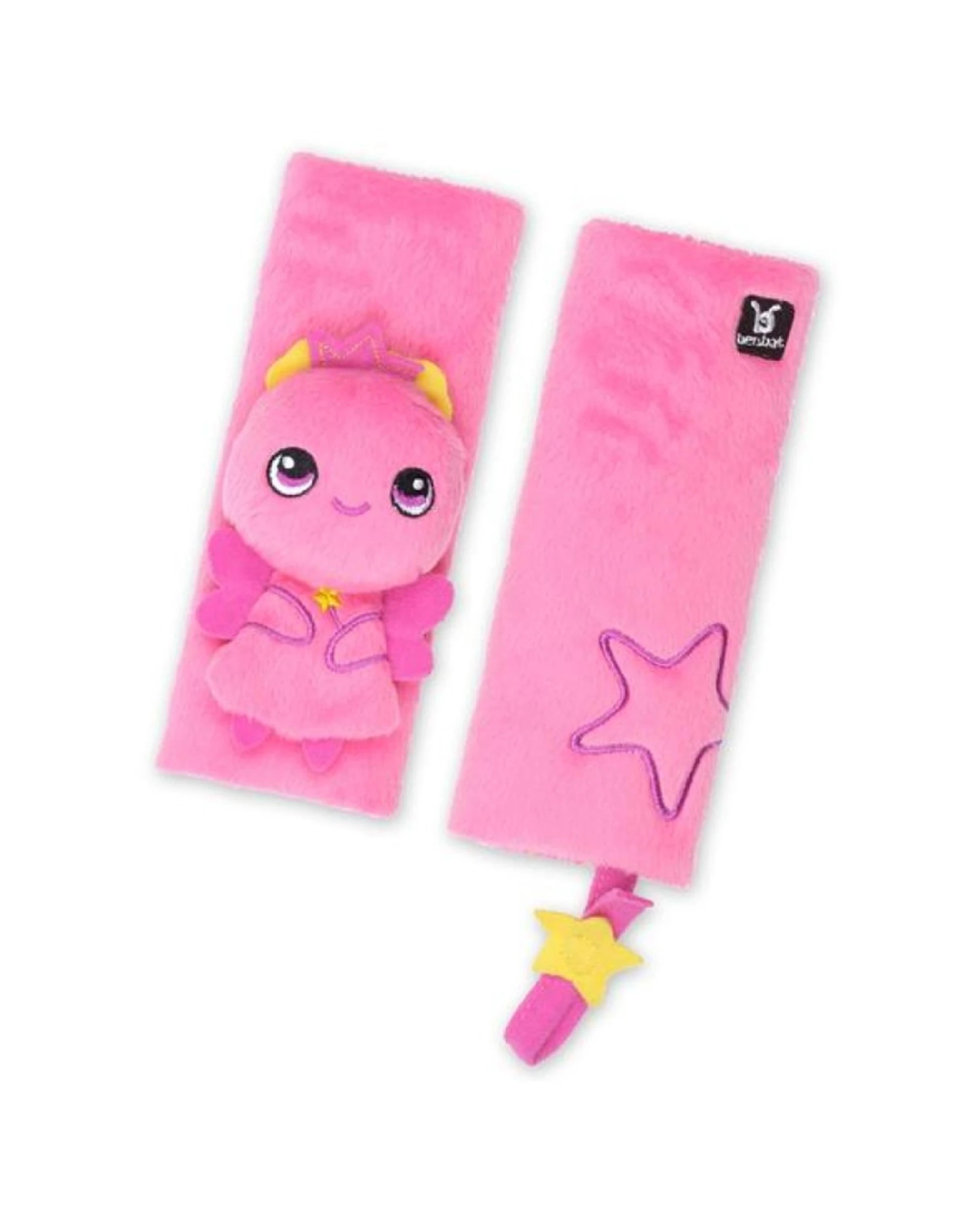 1 Benbat 2pc Seat Belt Pals Strap Covers With Baby Pacifier Holder 0-12m - Pink, 1 of 3