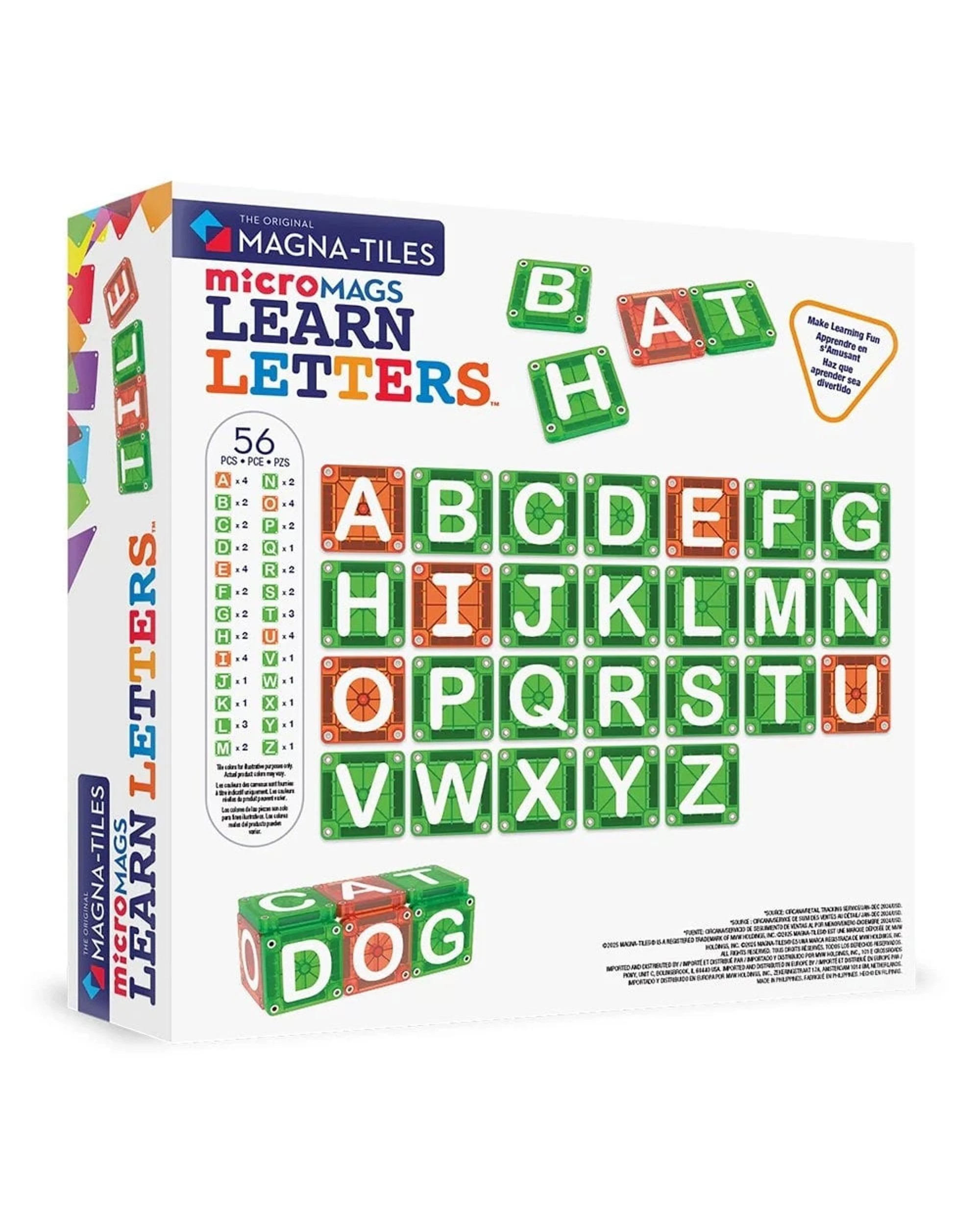 3 MAGNA-TILES MicroMAGS Learn Letters 56 Piece Magnetic Construction Set, 3 of 3