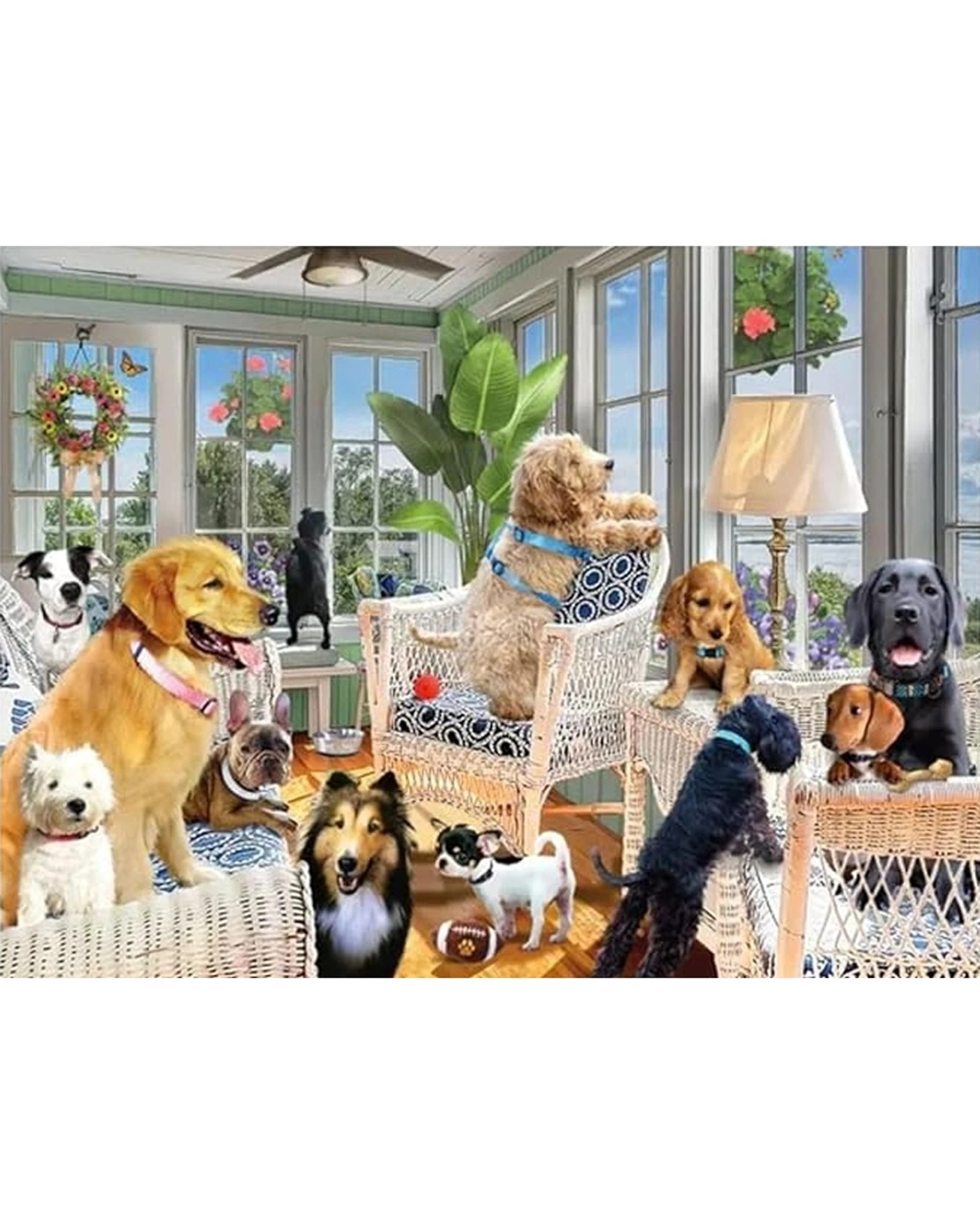 1 Prime3D 500pc Lenticular Giordano Dogs In The Sunroom Jigsaw Puzzle Set - Multi, 1 of 1