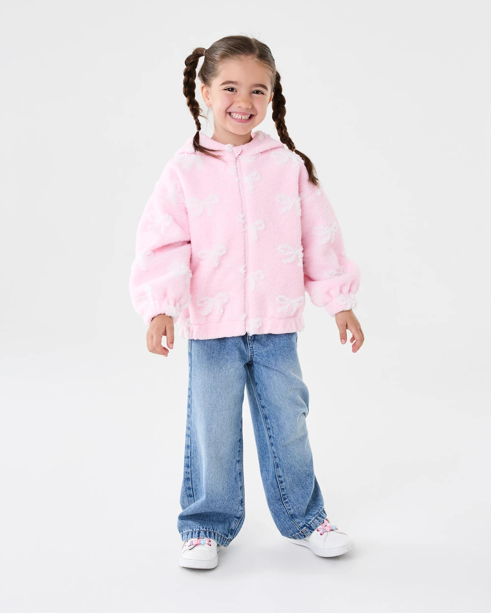 9 Sherpa Lined Zip Through Hoodie Pink Bow, 9 of 10