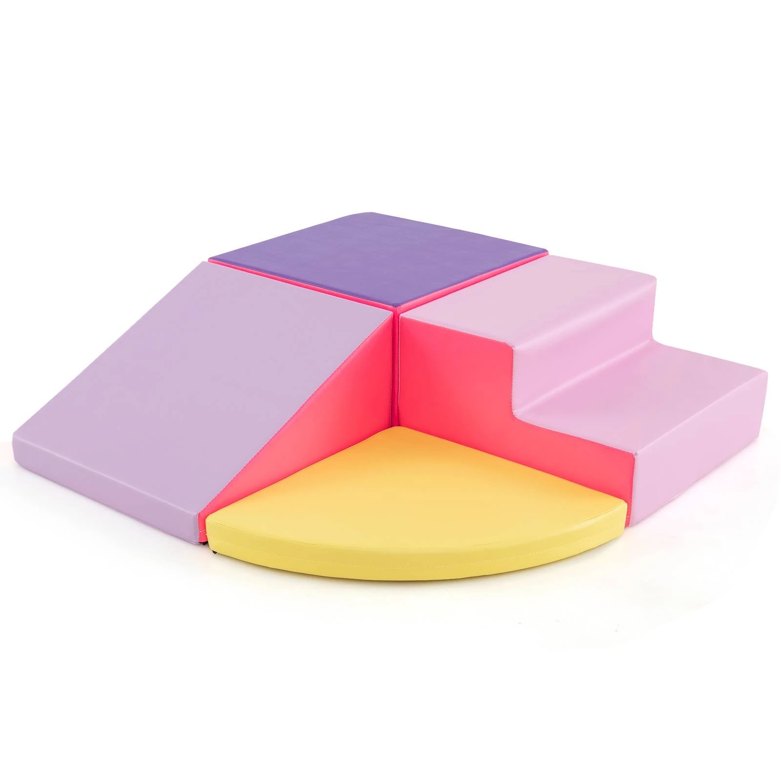 1 Costway 4PCS Soft Corner Climbing Sliding Blocks Play Set - Pink, 1 of 3