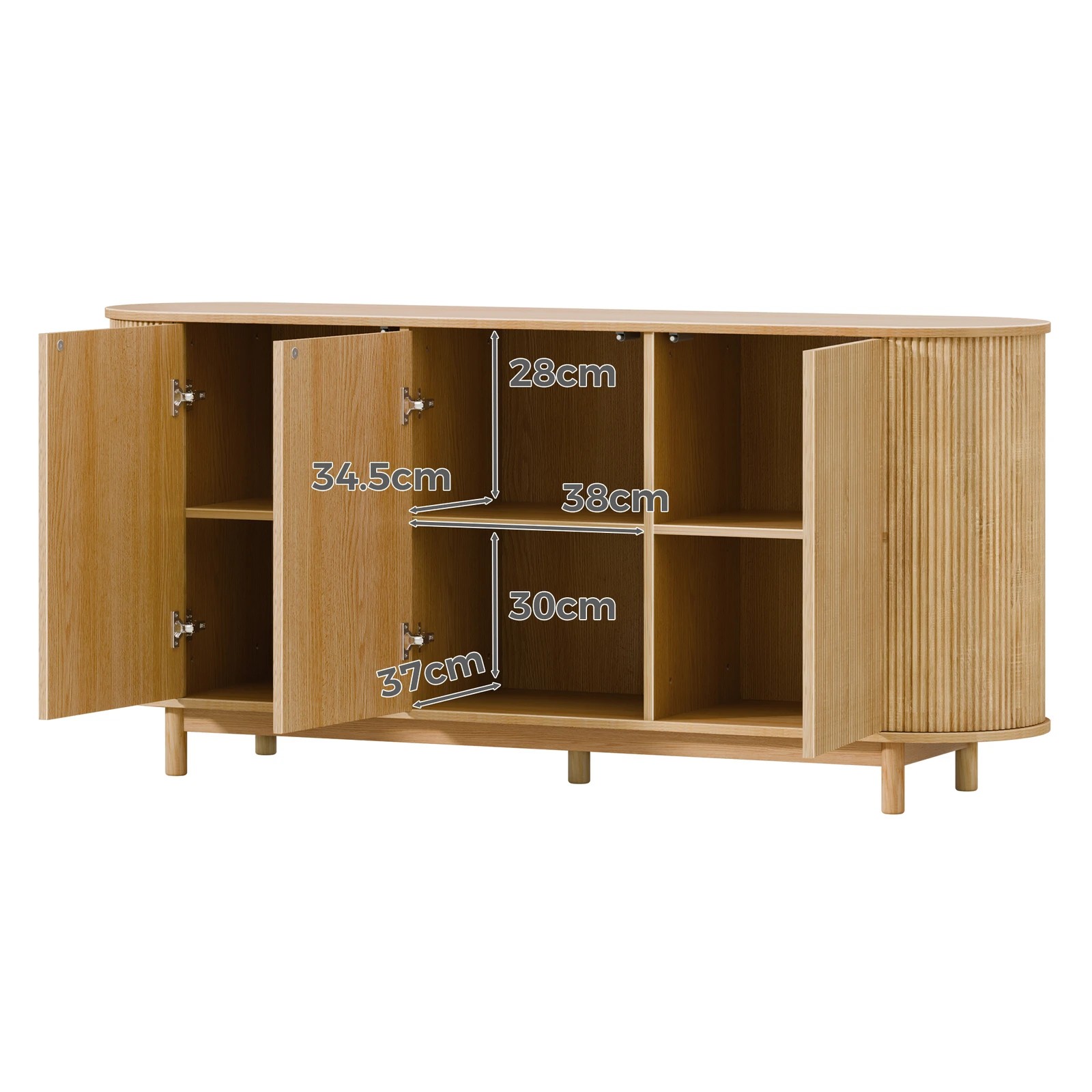 10 Alfordson Buffet Sideboard Cabinet Storage Cupboard Pantry Kitchen - Oak, 10 of 10