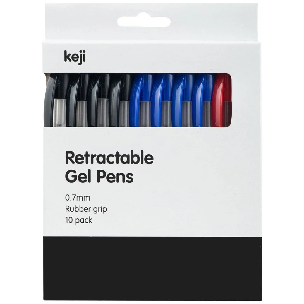1 Keji Retractable Gel Pens 0.7mm Assorted 10 Pack, 1 of 2