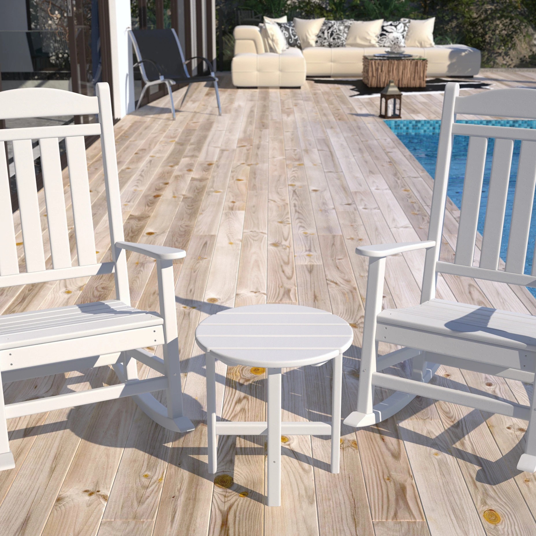 8 EHOMMATE Outdoor HDPE Roundtop Side Table - White - White, 8 of 8