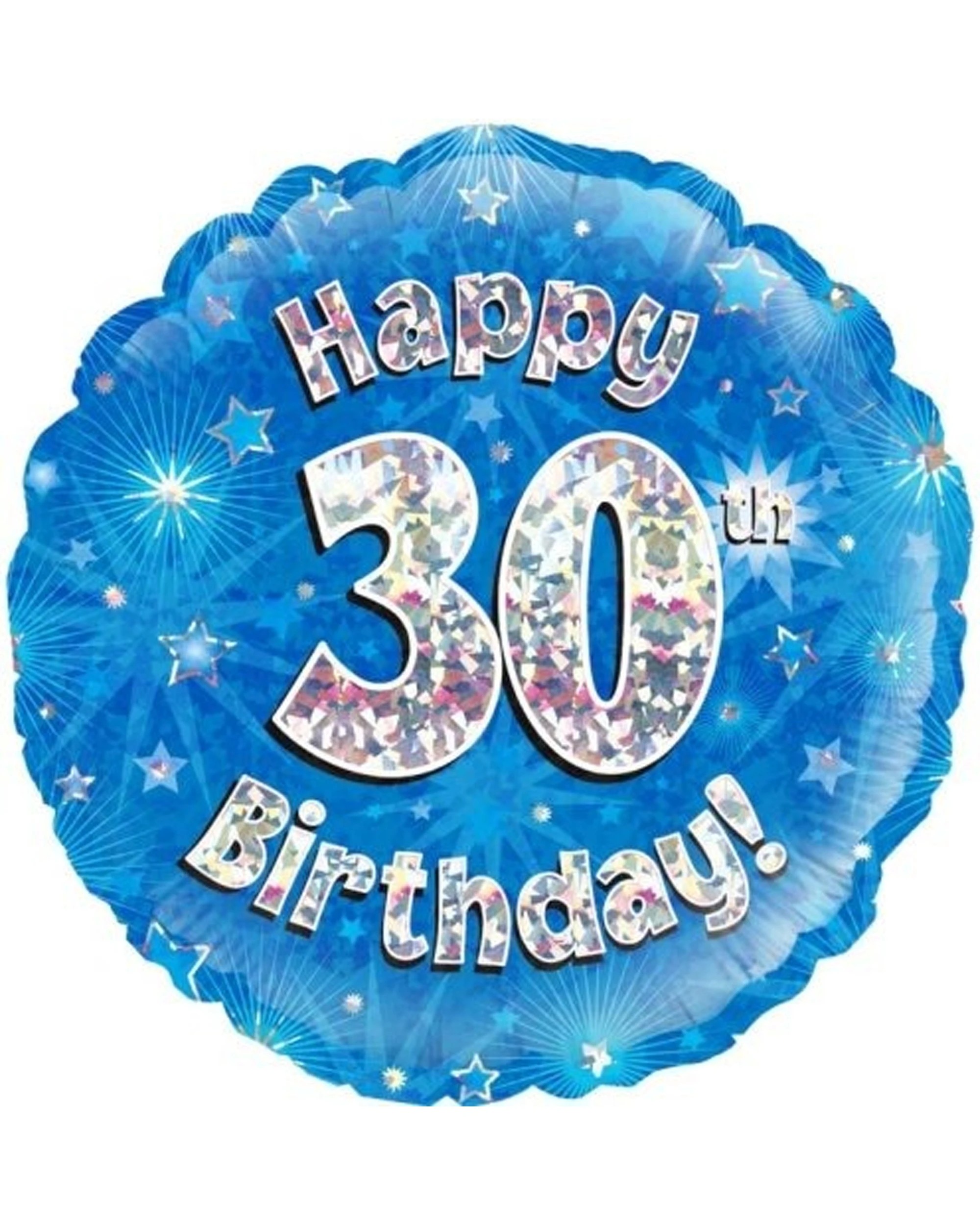 1 Alpen Foil Balloon Holo 30th Happy Birthday Party Decoration 45cm - Blue, 1 of 1