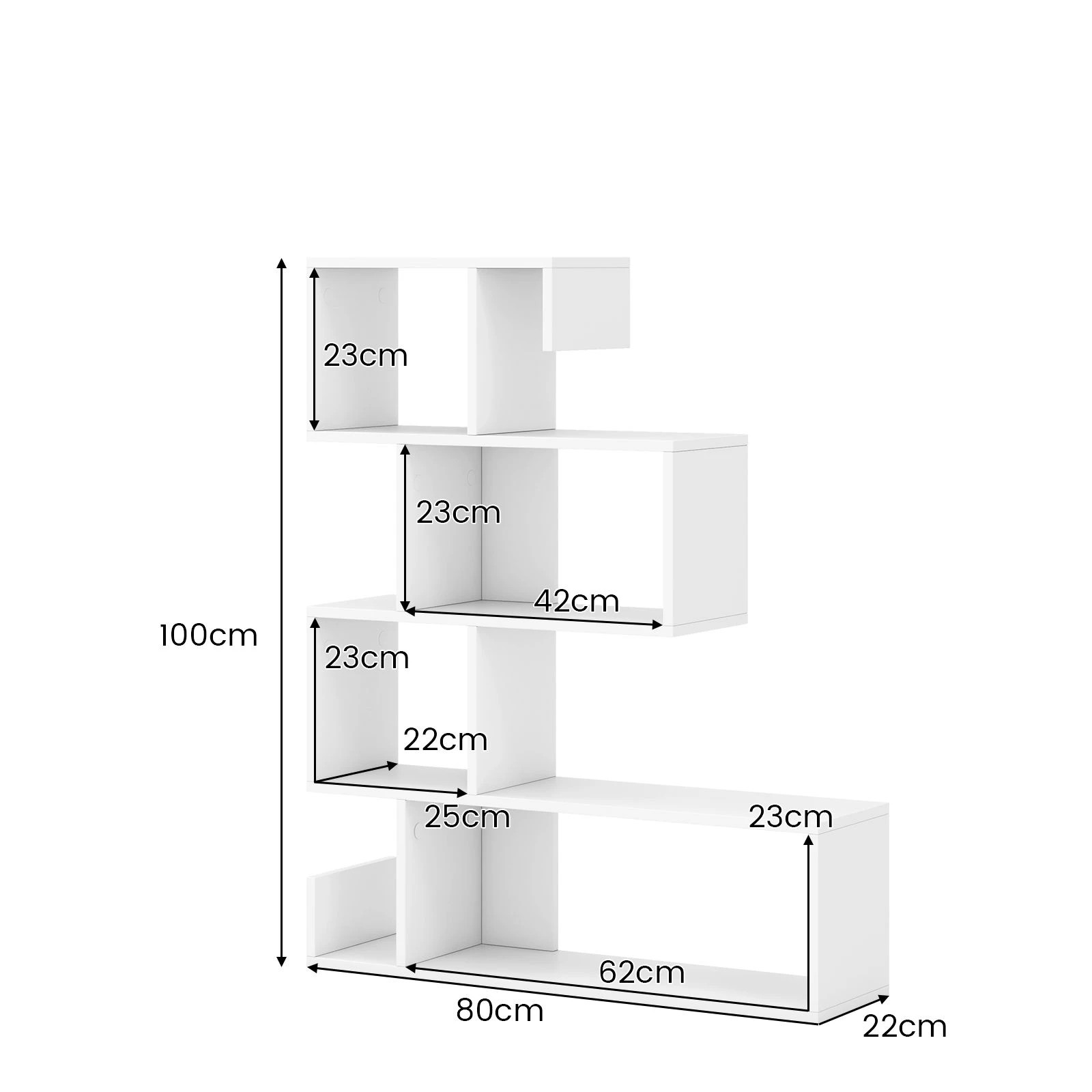 3 Costway 5-Tier S-Shaped Bookshelf Bookcase w/Open Cubes Display Shelf Storage Rack - White, 3 of 4