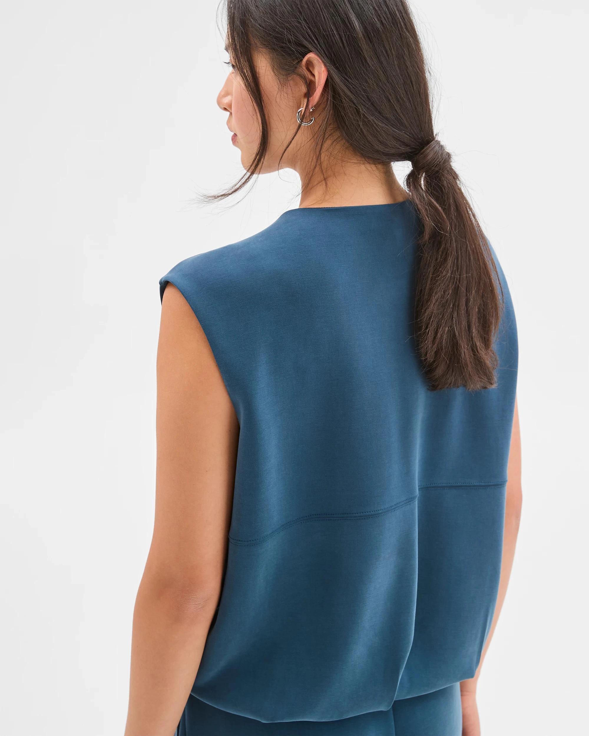 7 Target Woman Suede Touch Sleeveless Zip Through Vest DARK TEAL, 7 of 7
