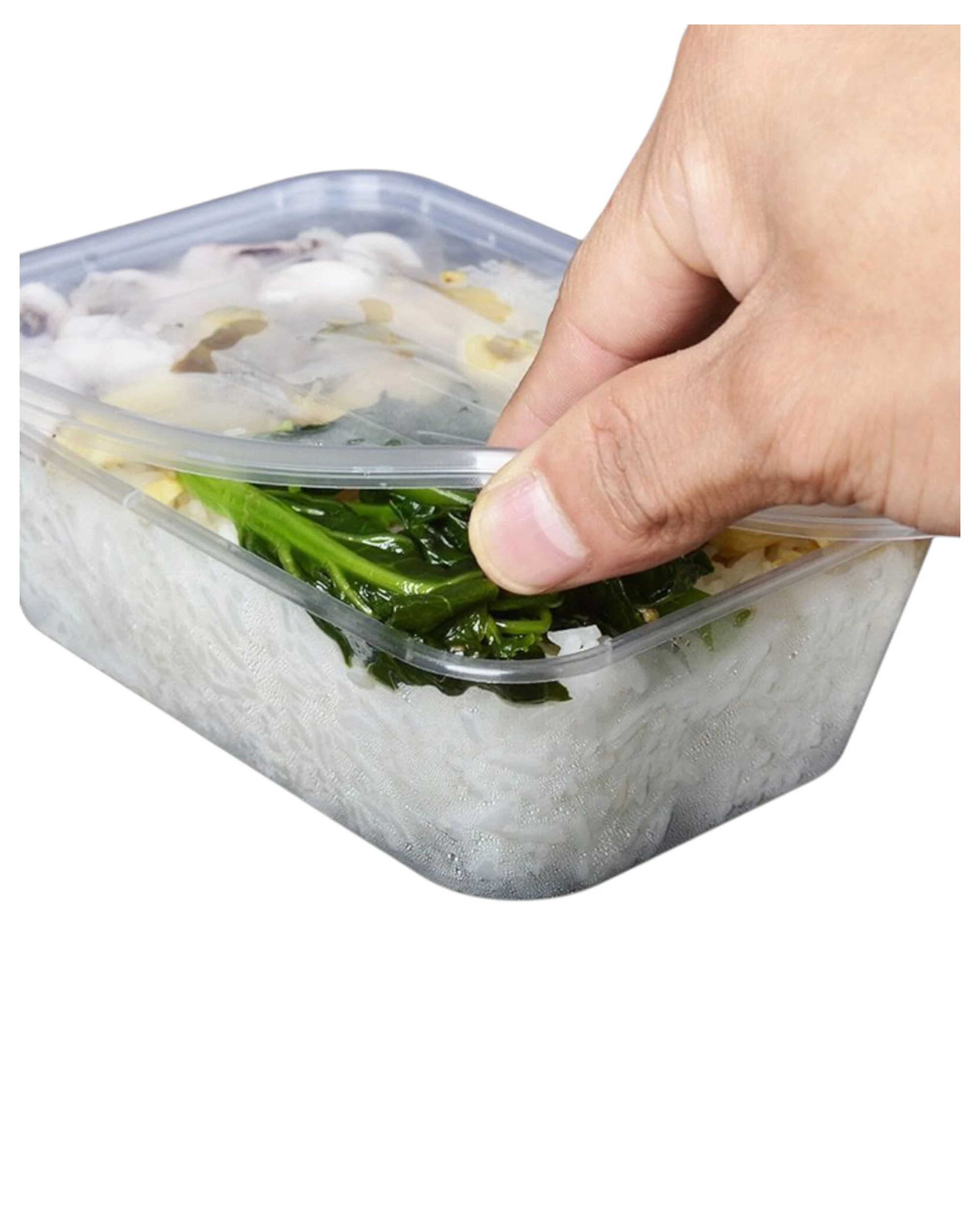3 Huhtamaki 50 X Rectangular Containers 750ml With Lids Salad Fruit Food Container - Clear, 3 of 4
