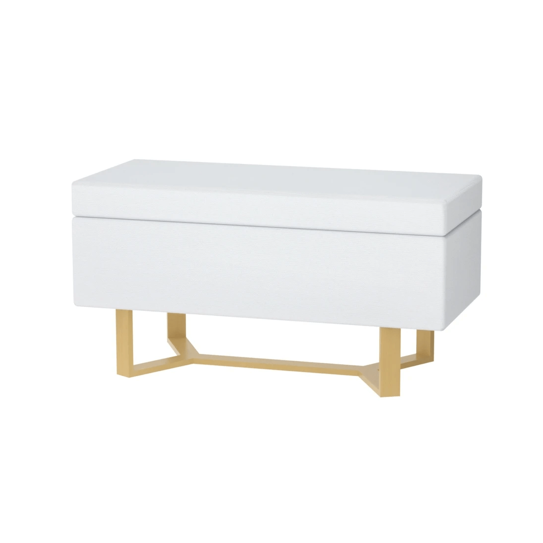 1 Artiss Storage Ottoman Blanket Box Criss-cross Linen - White, 1 of 6