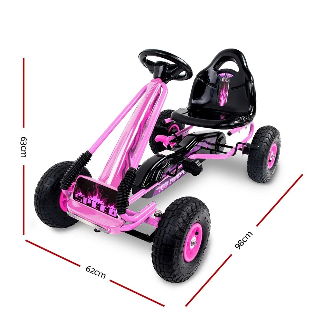 2 Rigo Kids Pedal Go Kart Ride On Toys Racing Car Rubber Tyre - Pink, 2 of 6