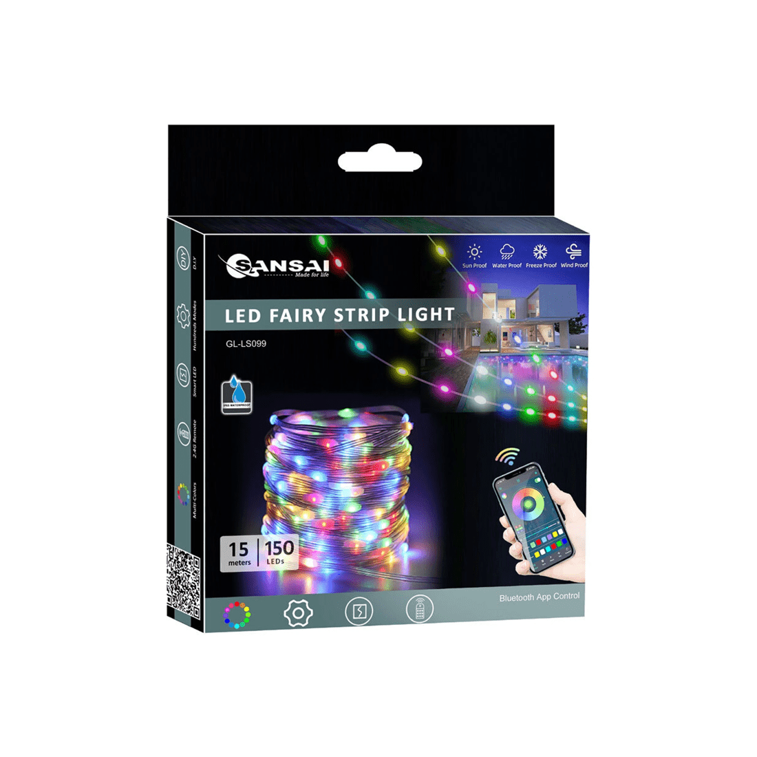 1 Sansai 15m Rgb Led Bluetooth App Control Fairy Strip Party Lights Ip65 W/remote
 - Multi, 1 of 5