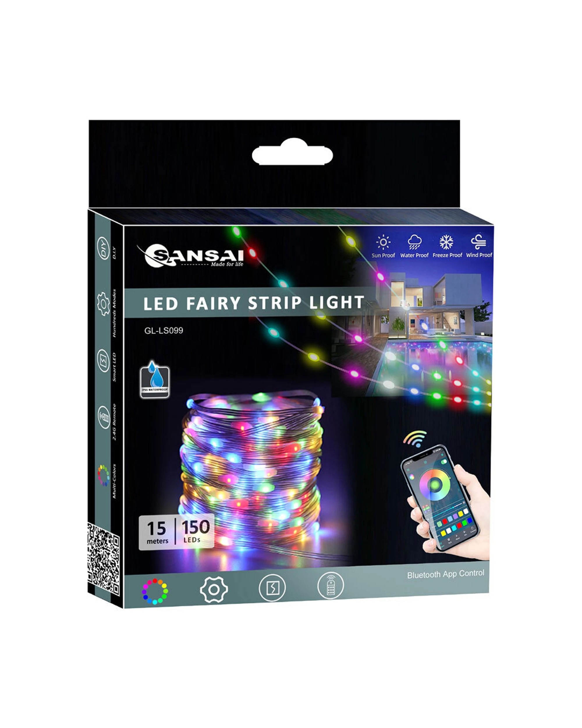 1 Sansai 15m Rgb Led Bluetooth App Control Fairy Strip Party Lights Ip65 W/remote
 - Multi, 1 of 5