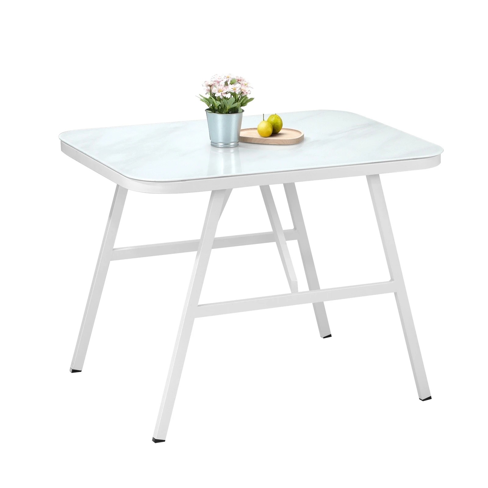 1 Livsip Outdoor Dining Table Furniture Patio Garden Indoor White Marble-style - White, 1 of 9